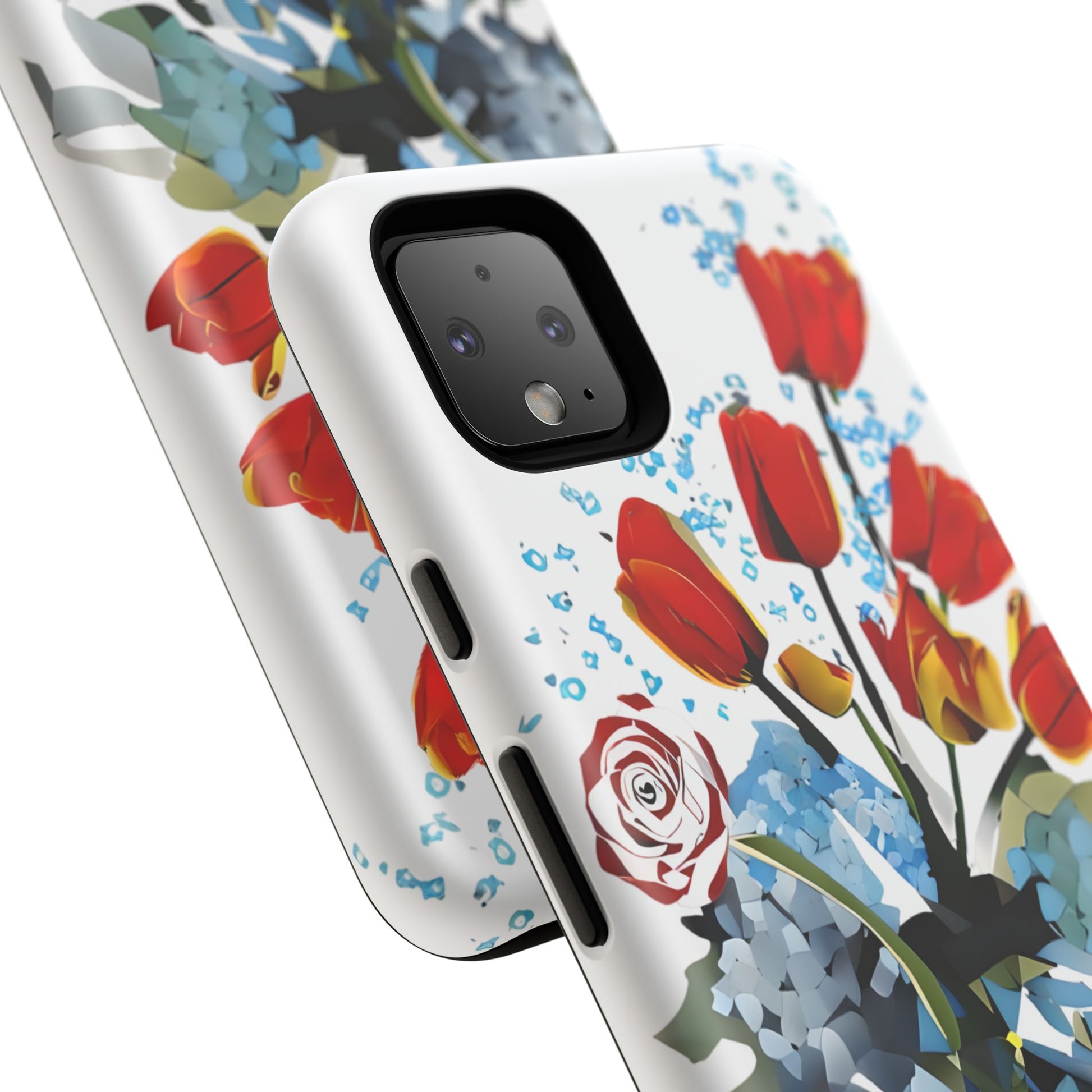 Bouquet Brilliance - Artistic Floral Google Pixel 4XL Tough Phone Case - Vibrant Tulip, Rose & Hydrangea Design