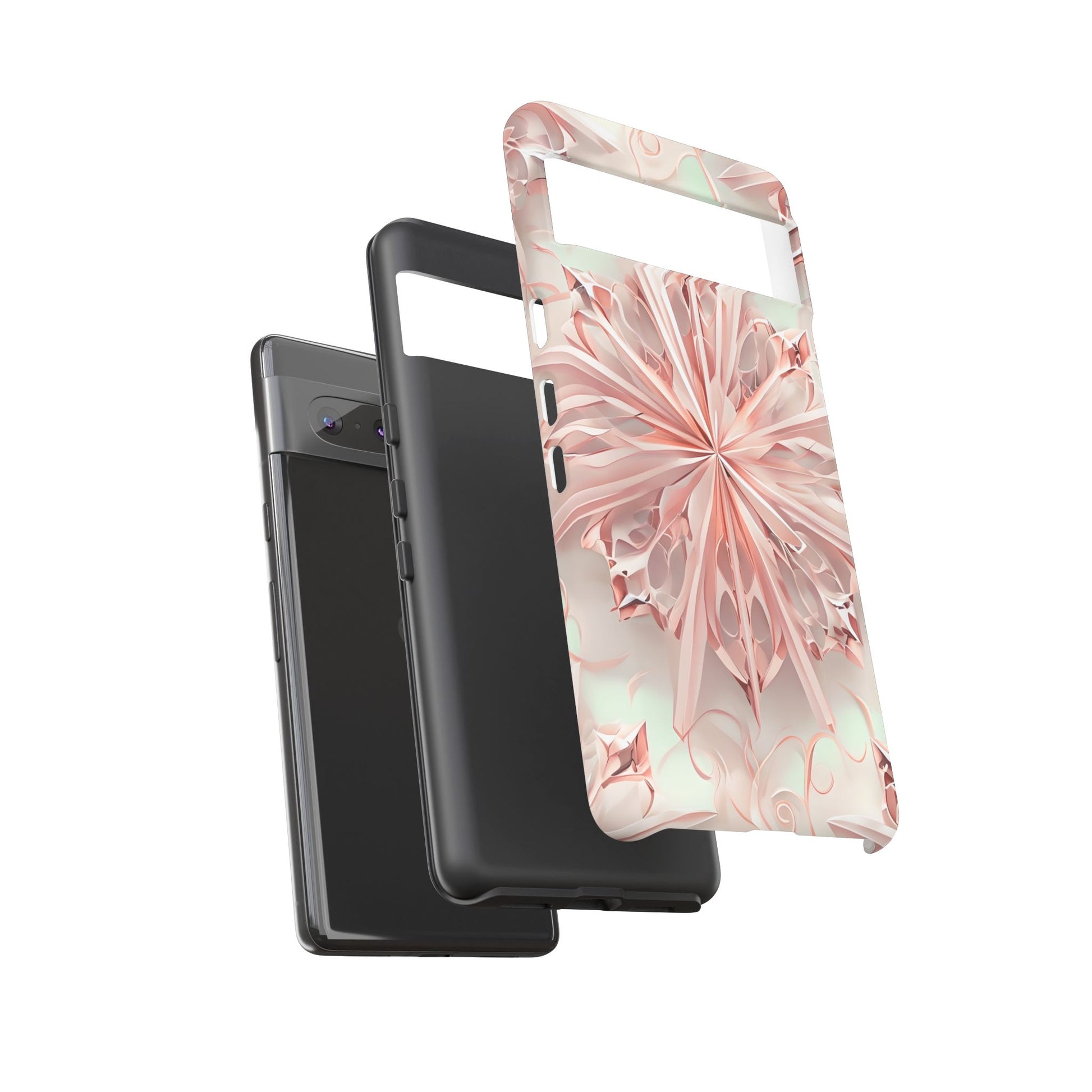 Blush Frost from our Kaleidoscope Collection - Google Pixel 7 tough case - Soft Pink Geometric Floral Design