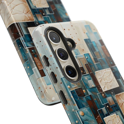 Architectural Drift Samsung Galaxy Case - Modern Geometric Teal & Parchment Design