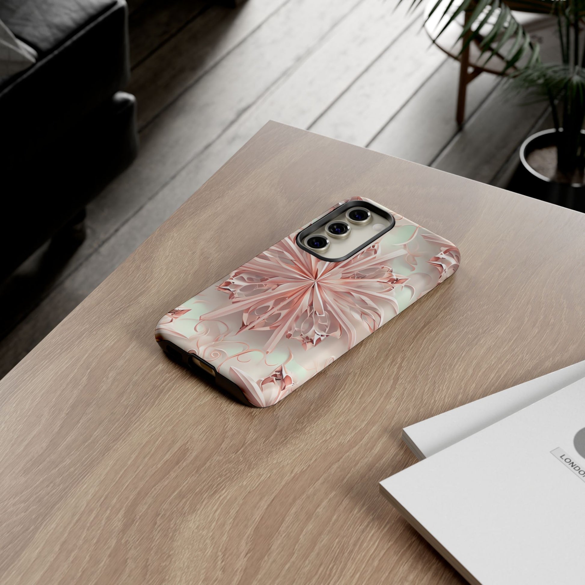 Blush Frost from our Kaleidoscope Collection - Samsung Galaxy S23 tough case - Soft Pink Geometric Floral Design