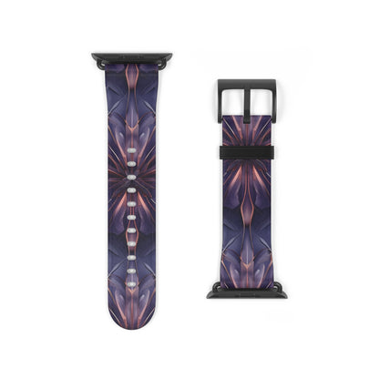 Twilight Tapestry Apple Watch band strap with geometric tapestry-style artwork and black clasp