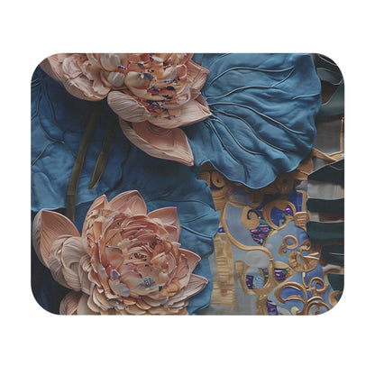 Peony Midnight Tapestry mouse pad featuring rich peony floral tapestry artwork