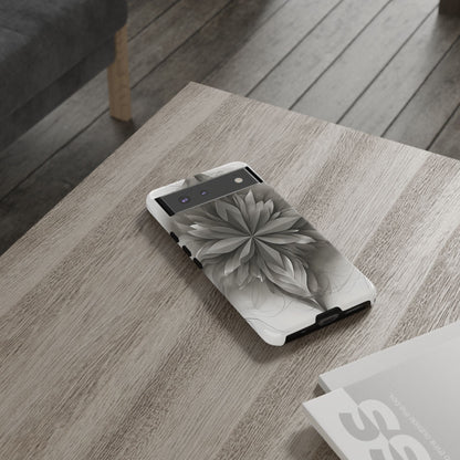 Silver Lotus - Elegant Monochrome Floral Google Pixel Tough Phone Case - Modern Lotus Design