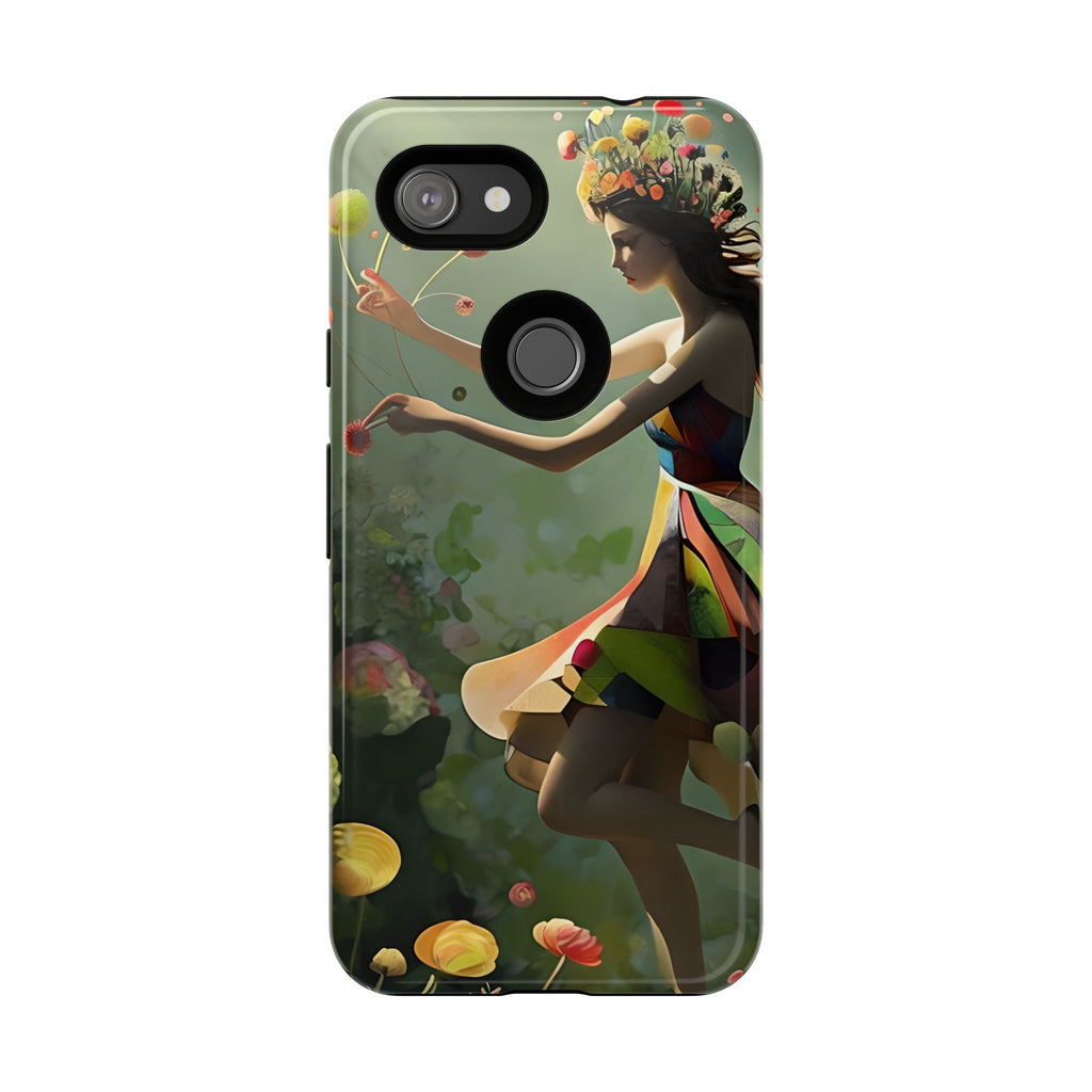 Dancing Wildflower Muse Google Pixel 3a Tough Case - Artistic Floral Fantasy Cover - Whimsical Nature-Inspired Protective Accessory