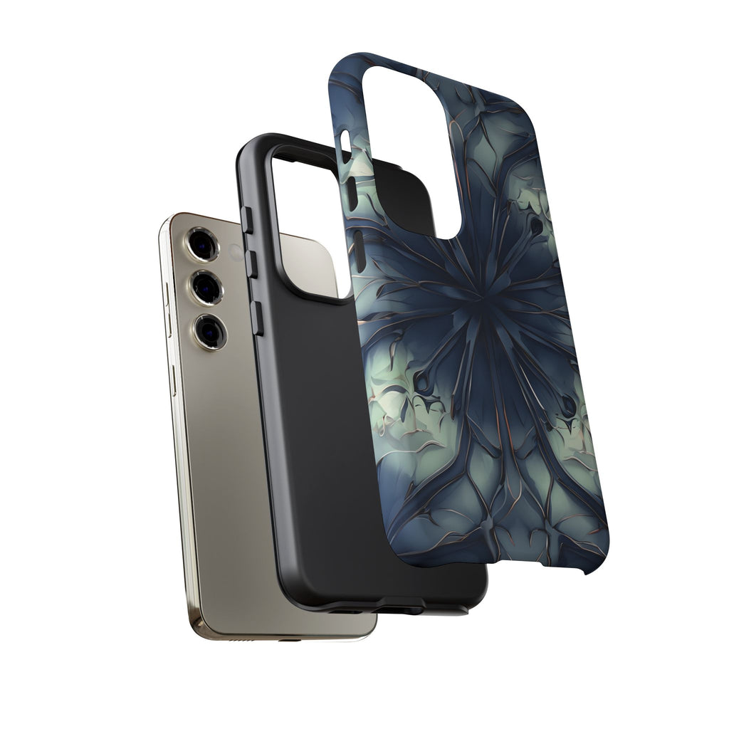 Indigo Mosaic - Artistic Kaleidoscope Collection Artistic Floral - Samsung Galaxy S23 Tough Phone Case - Bold Blue Symmetrical Design