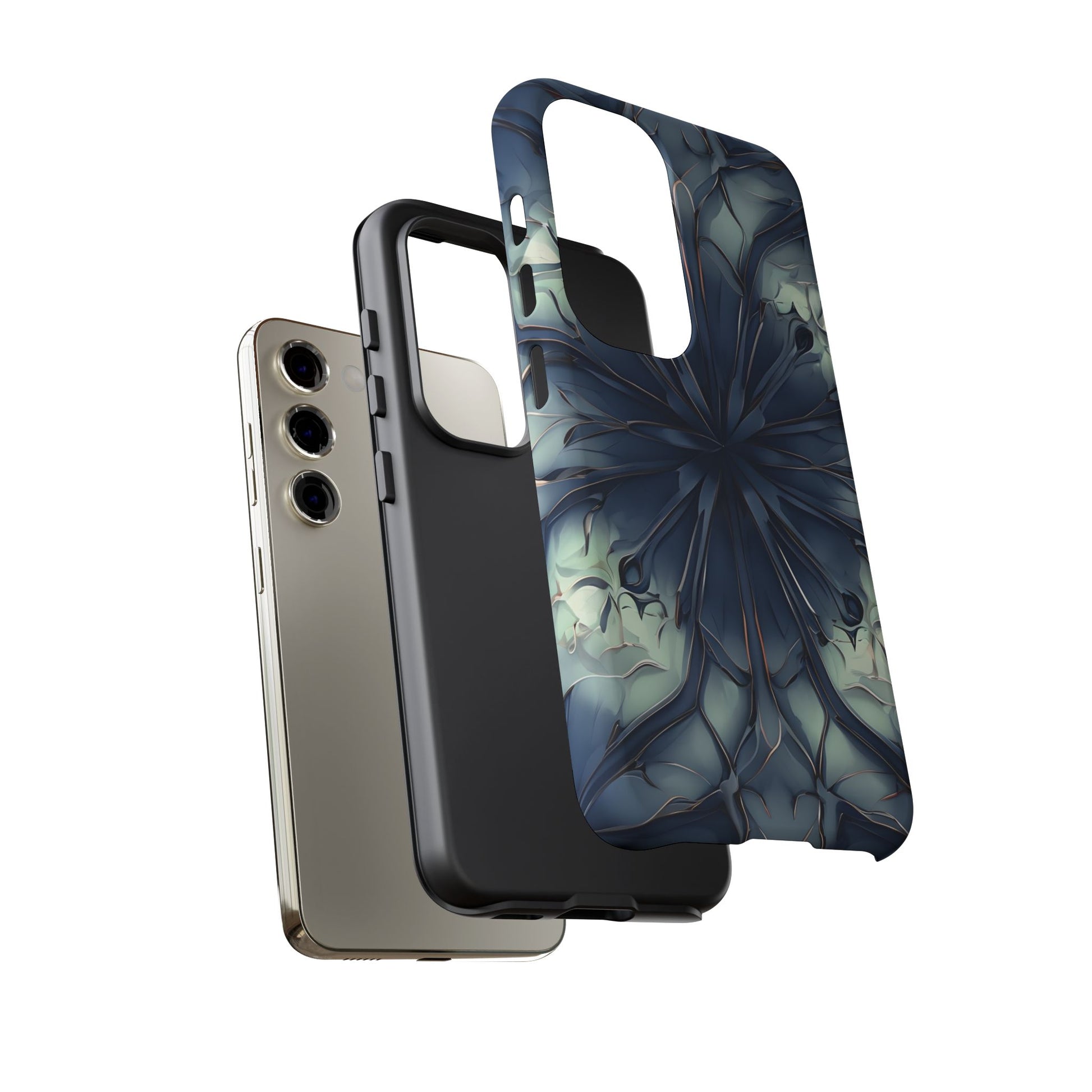 Indigo Mosaic - Artistic Kaleidoscope Collection Artistic Floral - Samsung Galaxy S23 Tough Phone Case - Bold Blue Symmetrical Design