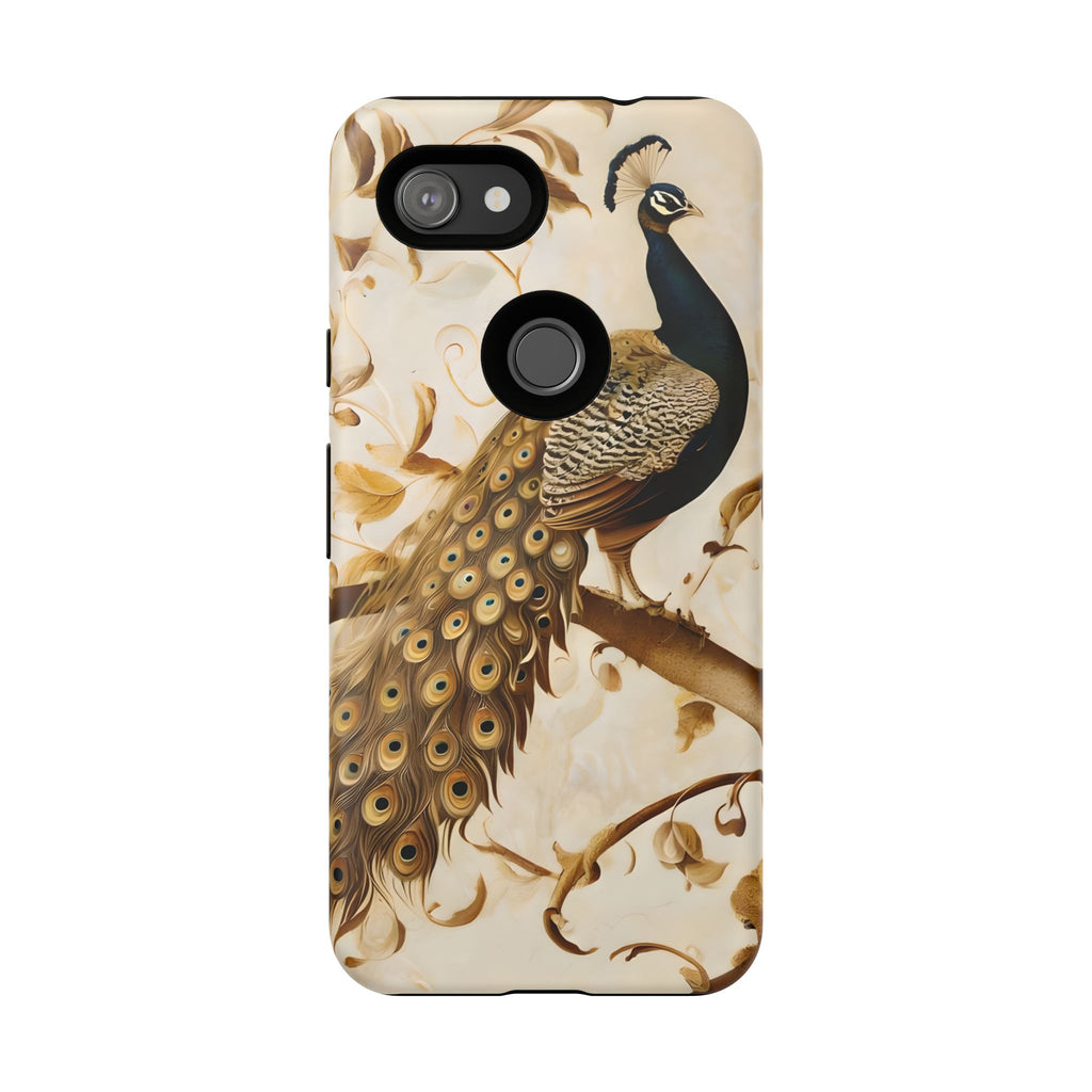 Golden Plumage - Luxe Peacock Art Google Pixel 3a Phone Case - Elegant Gold & Cream Design