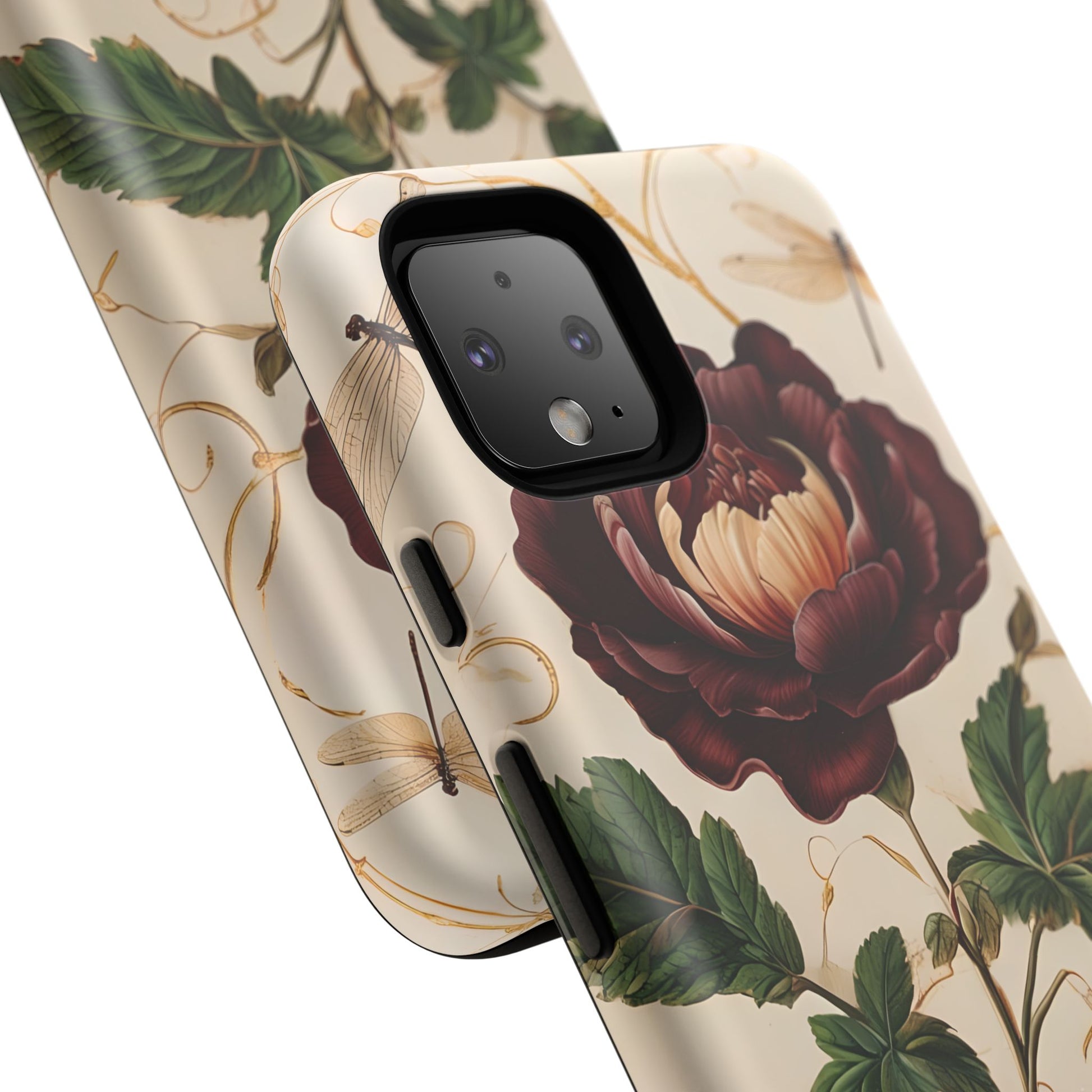 Vintage Burgundy Rose - Elegant Floral Google Pixel 4 Phone Case - Classic Painterly Rose Design