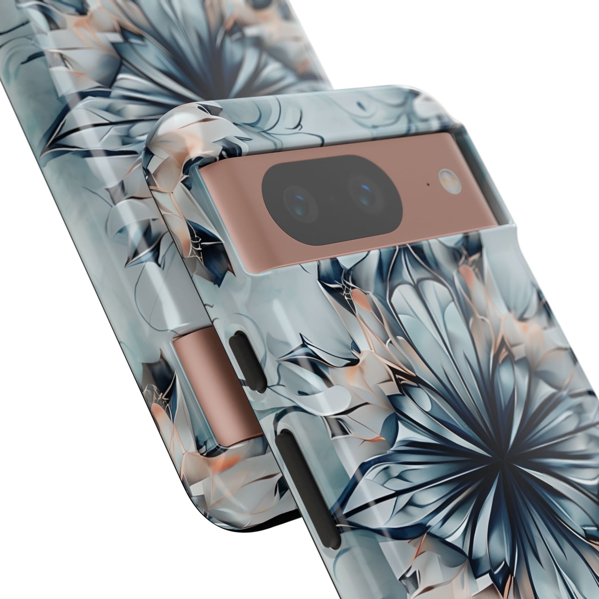 Indigo Mirage - Artistic Kaleidoscope Collection Artistic Floral - Google Pixel 8 Tough Phone Case - Bold Indigo Symmetrical Design