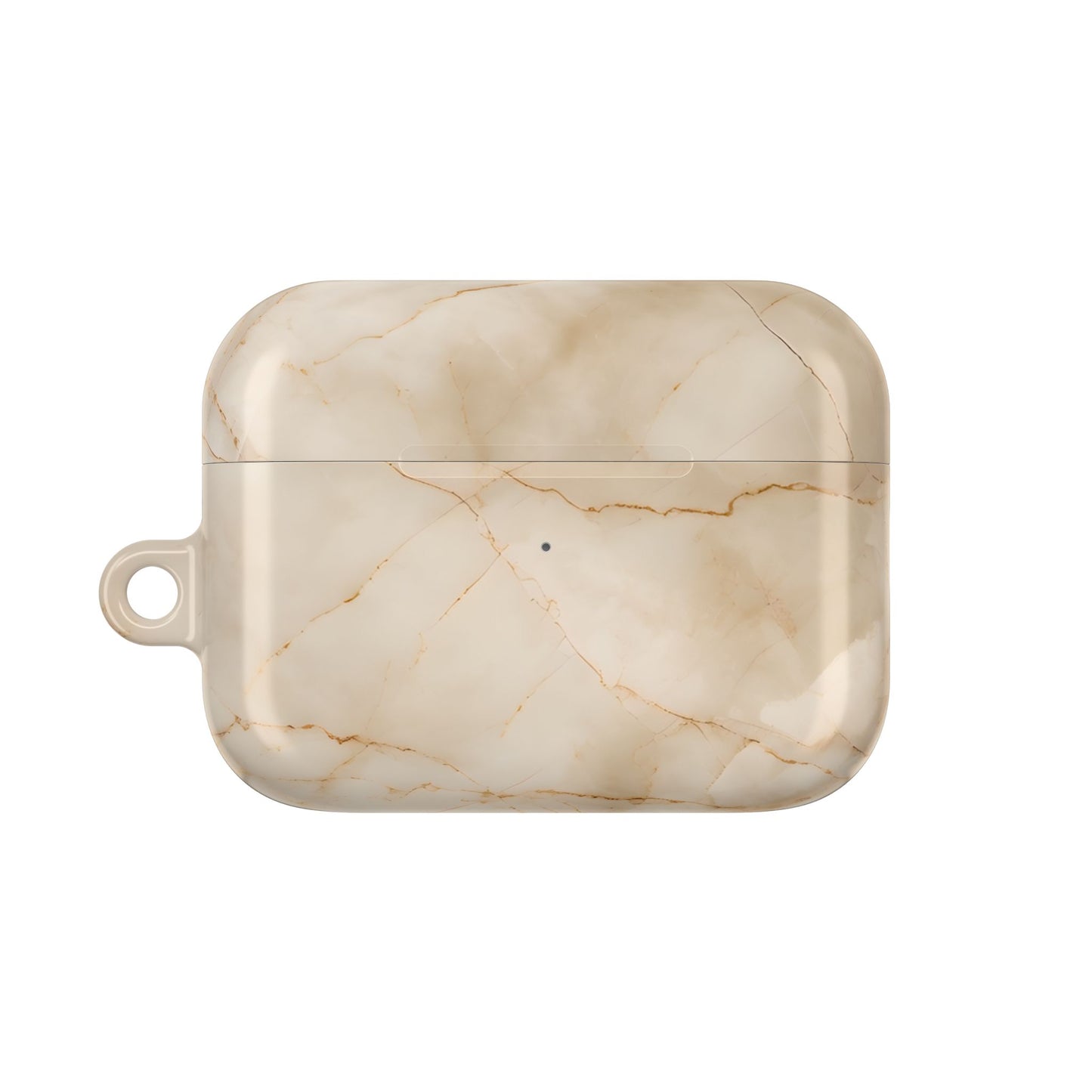 Parchment Mist AirPods case featuring soft beige marble artwork with subtle gold vein pattern