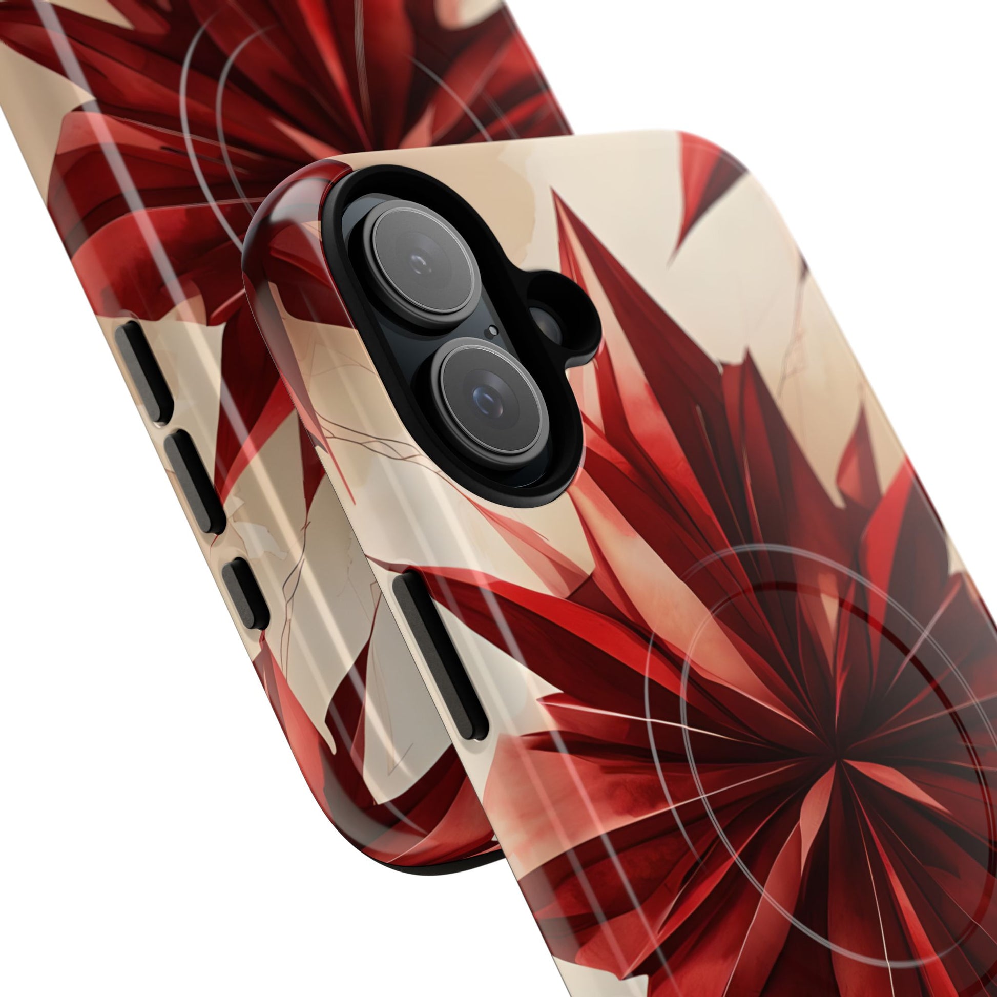 Ruby Compass iPhone 16 Plus MagSafe Phone Case - Bold Red Modern Design