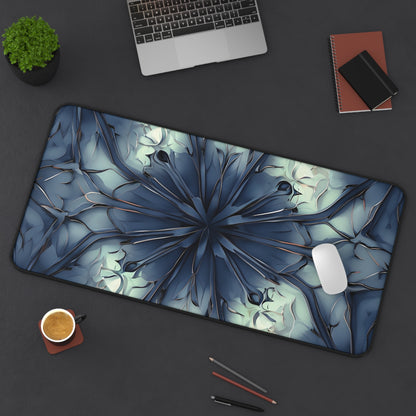 Indigo Mosaic Desk Mat - Premium Office Desk Pad, 3 Sizes Available, Artistic Workspace Protection