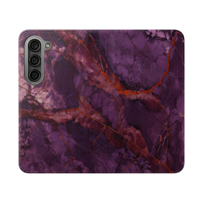 Amethyst Current Wallet Phone Case - Elegant Purple Marble Flip Cover for Samsung Galaxy
