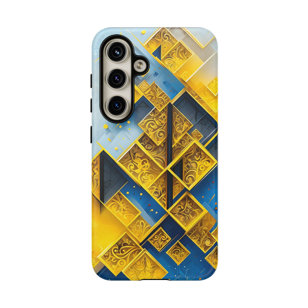 Golden Ascent Luxe Geometric Samsung Galaxy S24 Tough Case - Elegant Abstract Gold Design