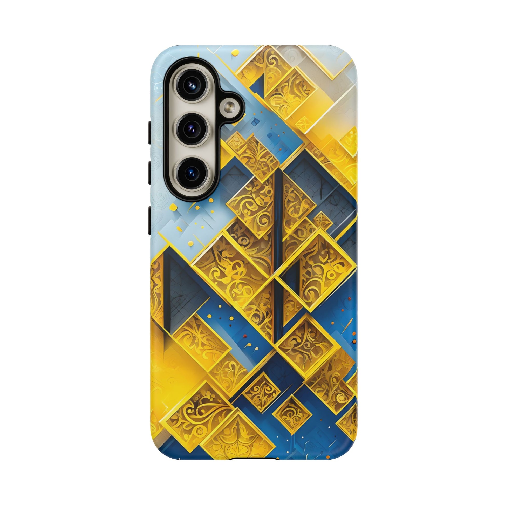 Golden Ascent Luxe Geometric Samsung Galaxy S24 Tough Case - Elegant Abstract Gold Design