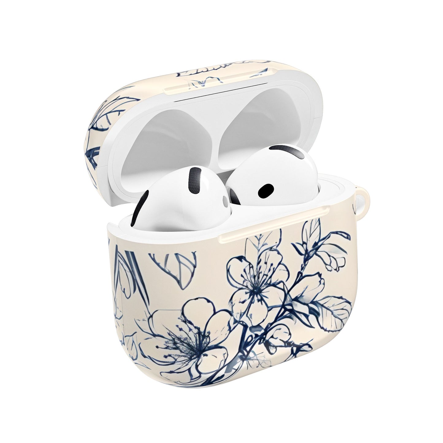 Blossom Sketch AirPod Case - Elegant Floral Earbud Cover for Gen 1, 2, 3, Pro Gen 1 & 2 - Chic Blue Botanical Gift for Her