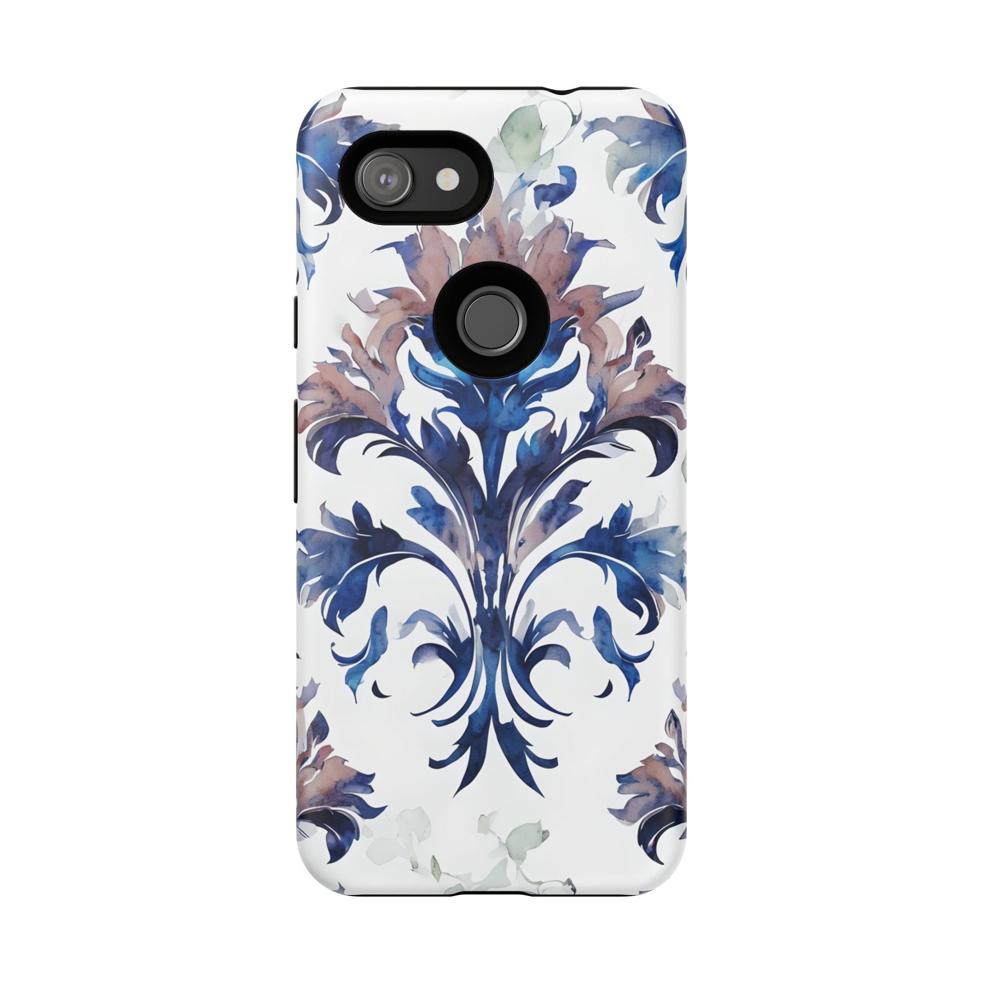 Delft Reverie - Elegant Blue & White Google Pixel 3a Tough Phone Case - Dutch Delftware-Inspired Floral Design