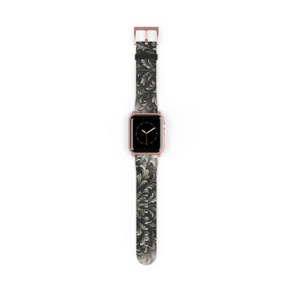Obsidian Bloom Designer Apple Watch Band - Premium Custom Strap for Series 1-9, SE & Ultra - Artistic Vegan Leather