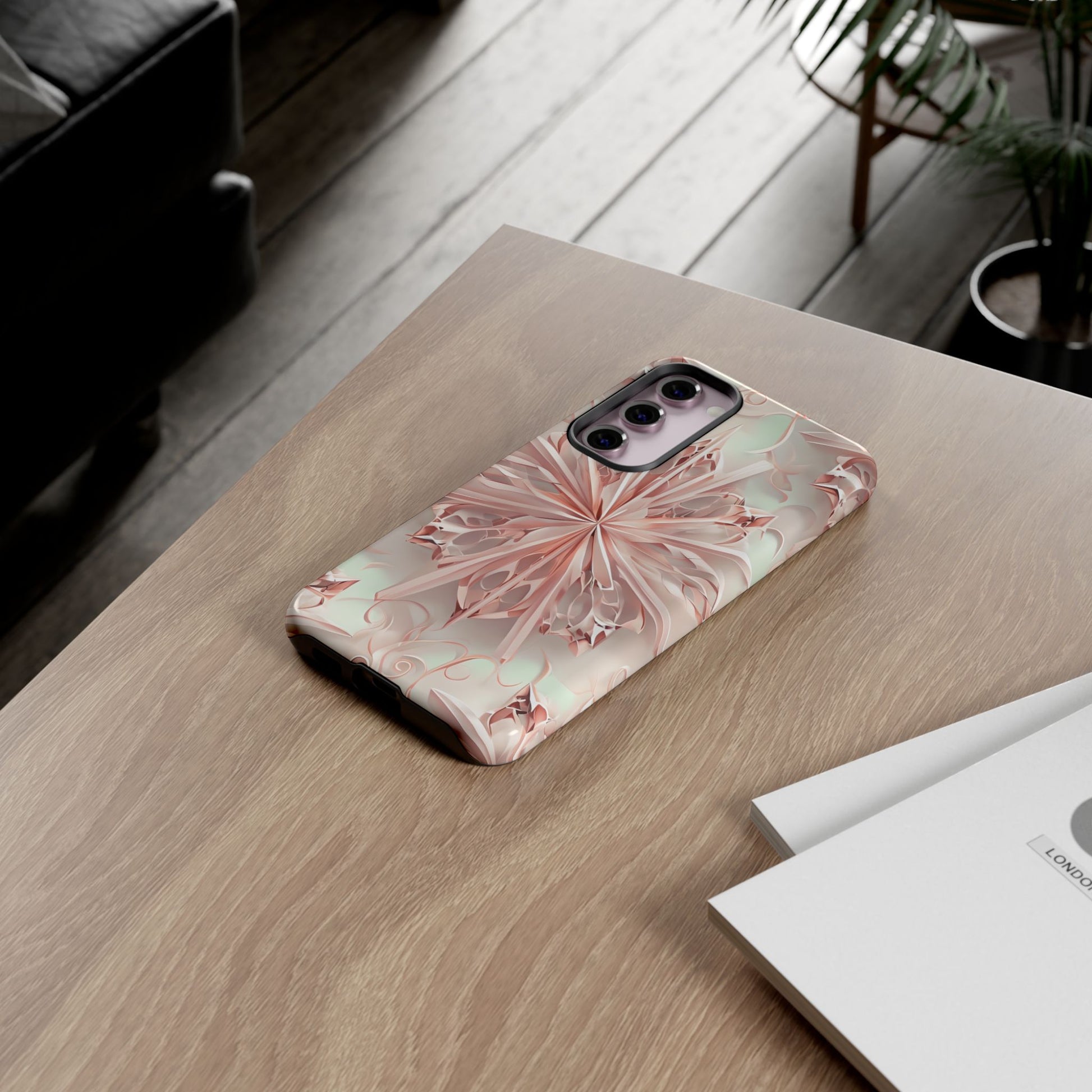 Blush Frost from our Kaleidoscope Collection - Samsung Galaxy S23 Plus tough case - Soft Pink Geometric Floral Design