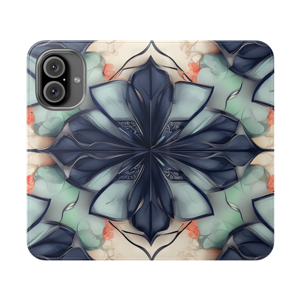 Midnight Mosaic - Abstract Floral Flip Phone Case for iPhone 16