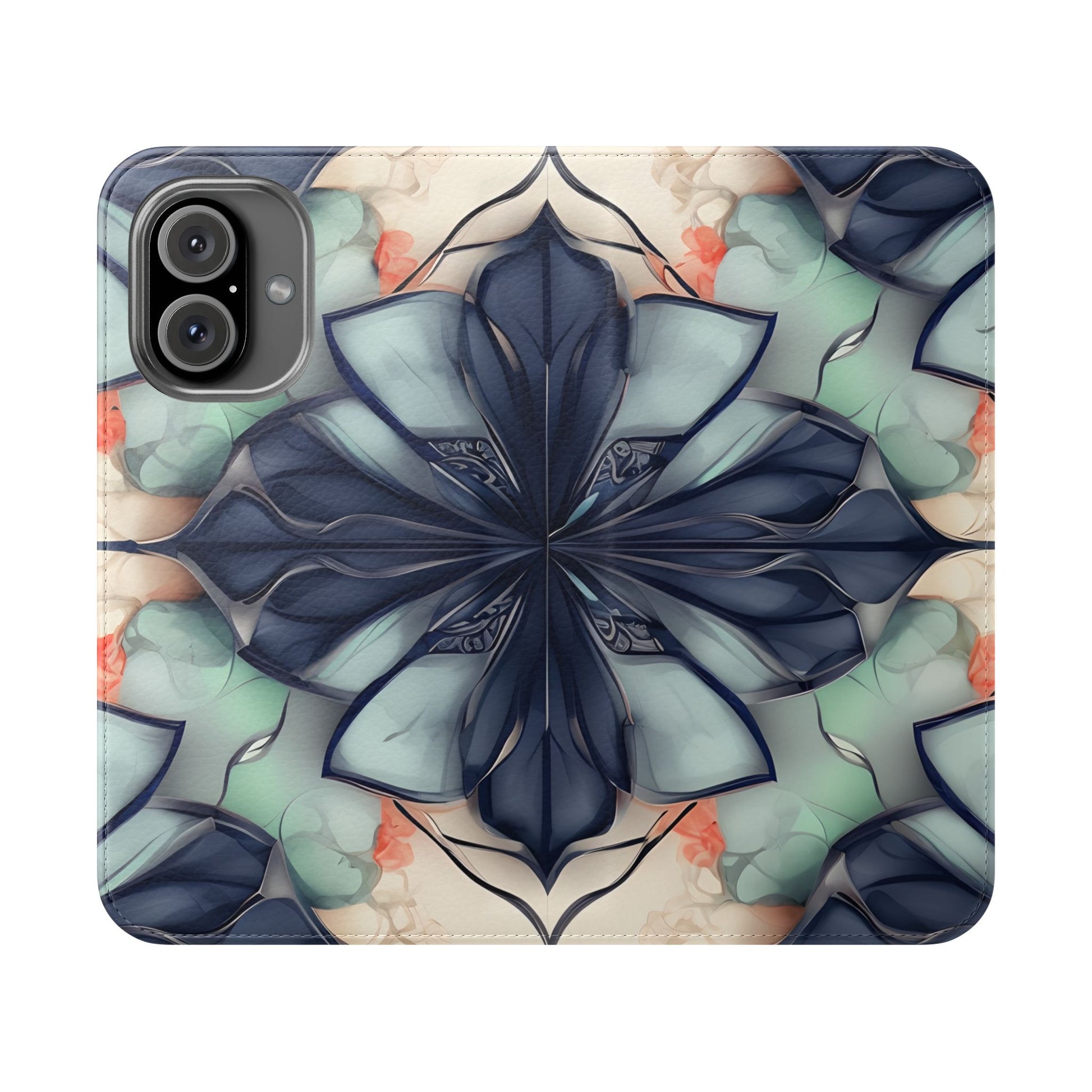 Midnight Mosaic - Abstract Floral Flip Phone Case for iPhone 16