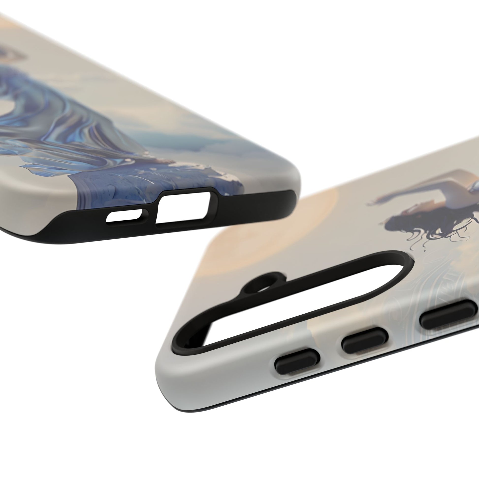 Moonlit Ascend - Ethereal Celestial Art Samsung Galaxy S24 Plus Tough Phone Case - Dreamy Night Sky & Floating Woman Design