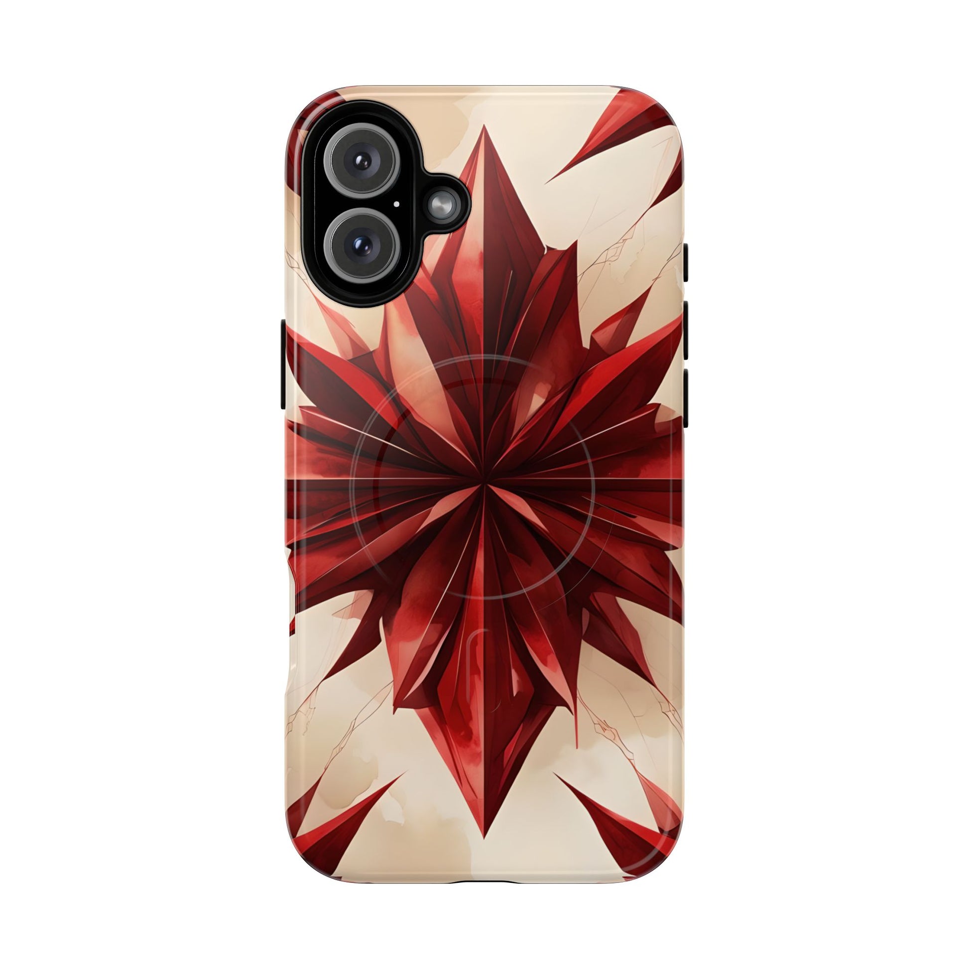 Ruby Compass iPhone 16 Plus MagSafe Phone Case - Bold Red Modern Design