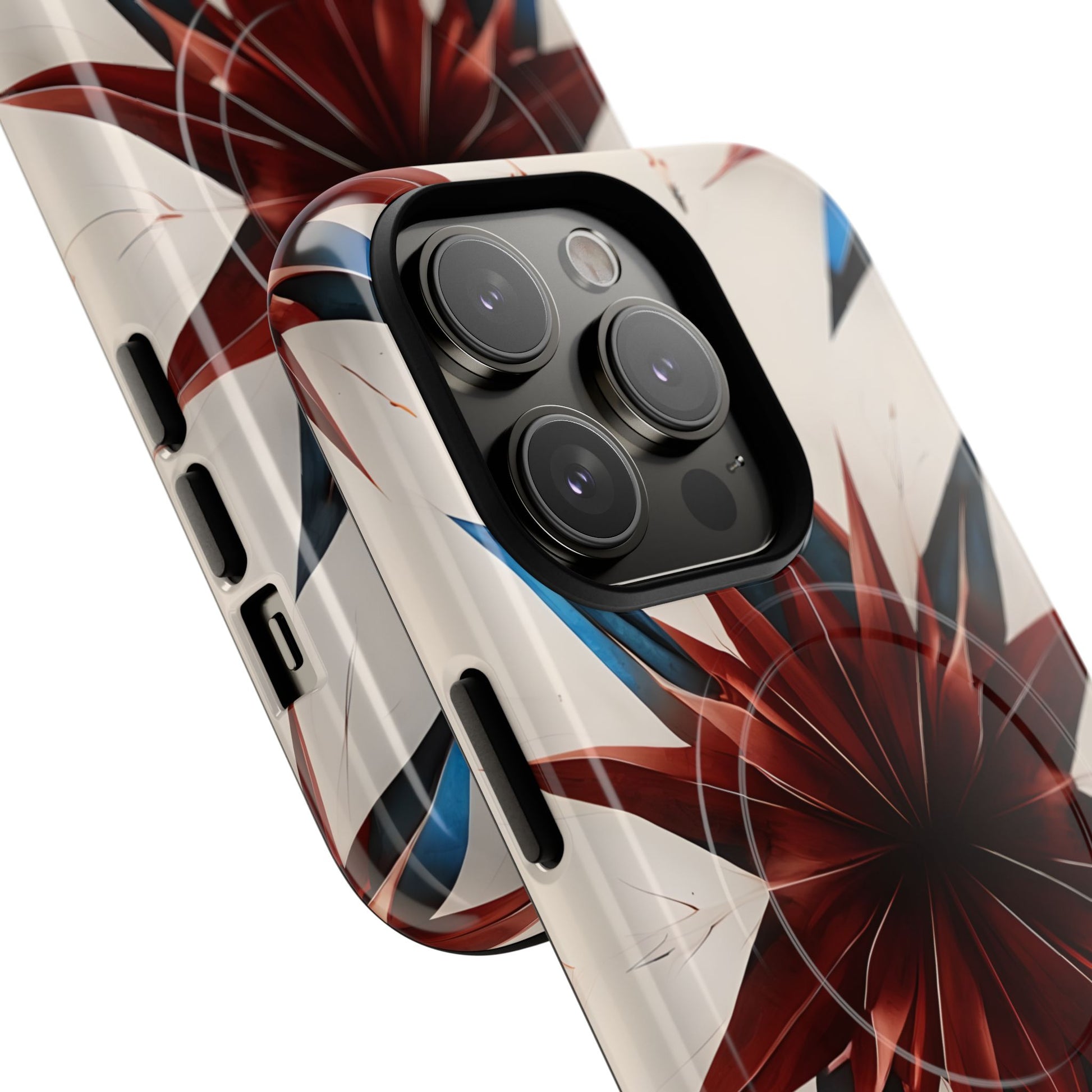 Garnet Starburst - Kaleidoscope Collection Gemstone Floral - iPhone 14 Pro MagSafe Phone Case -Floral Burst Design