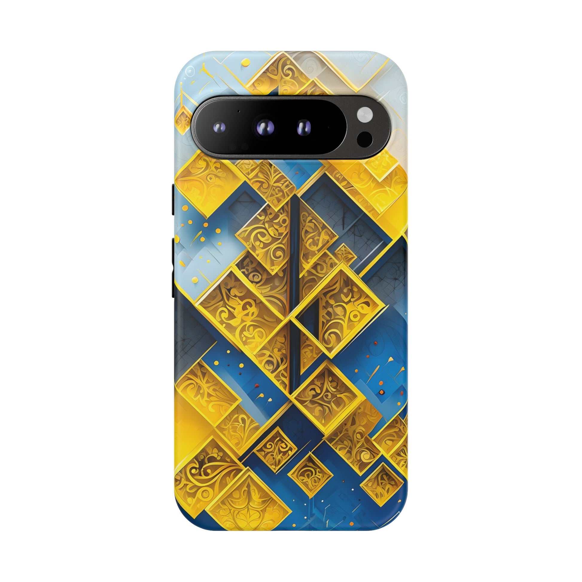 Golden Ascent Luxe Geometric Google Pixel 9 Pro XL Tough Case - Elegant Abstract Gold Design
