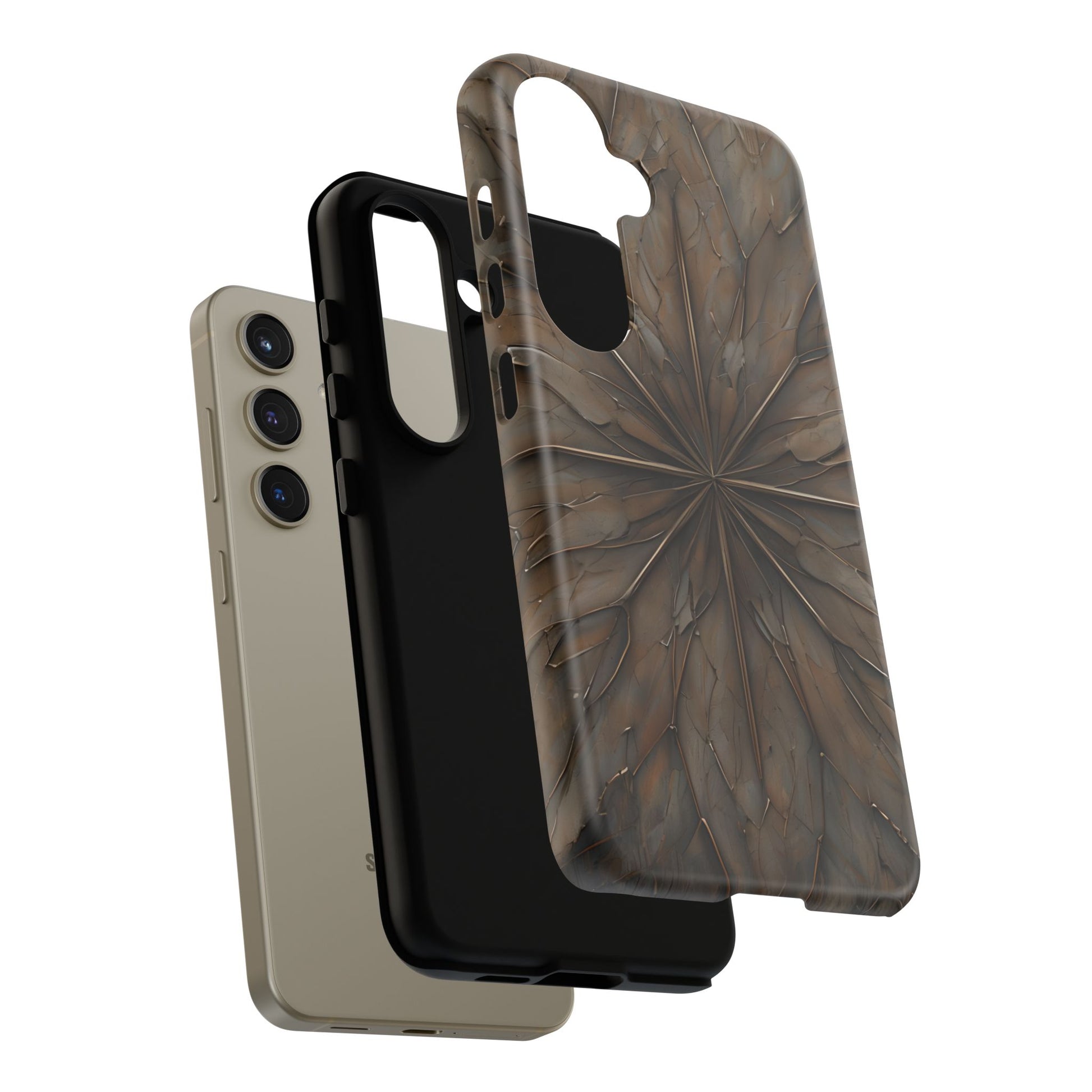 Earthstone Mandala - Kaleidoscope Collection Artistic Taupe Burst - Samsung Galaxy S24 Tough Phone Case