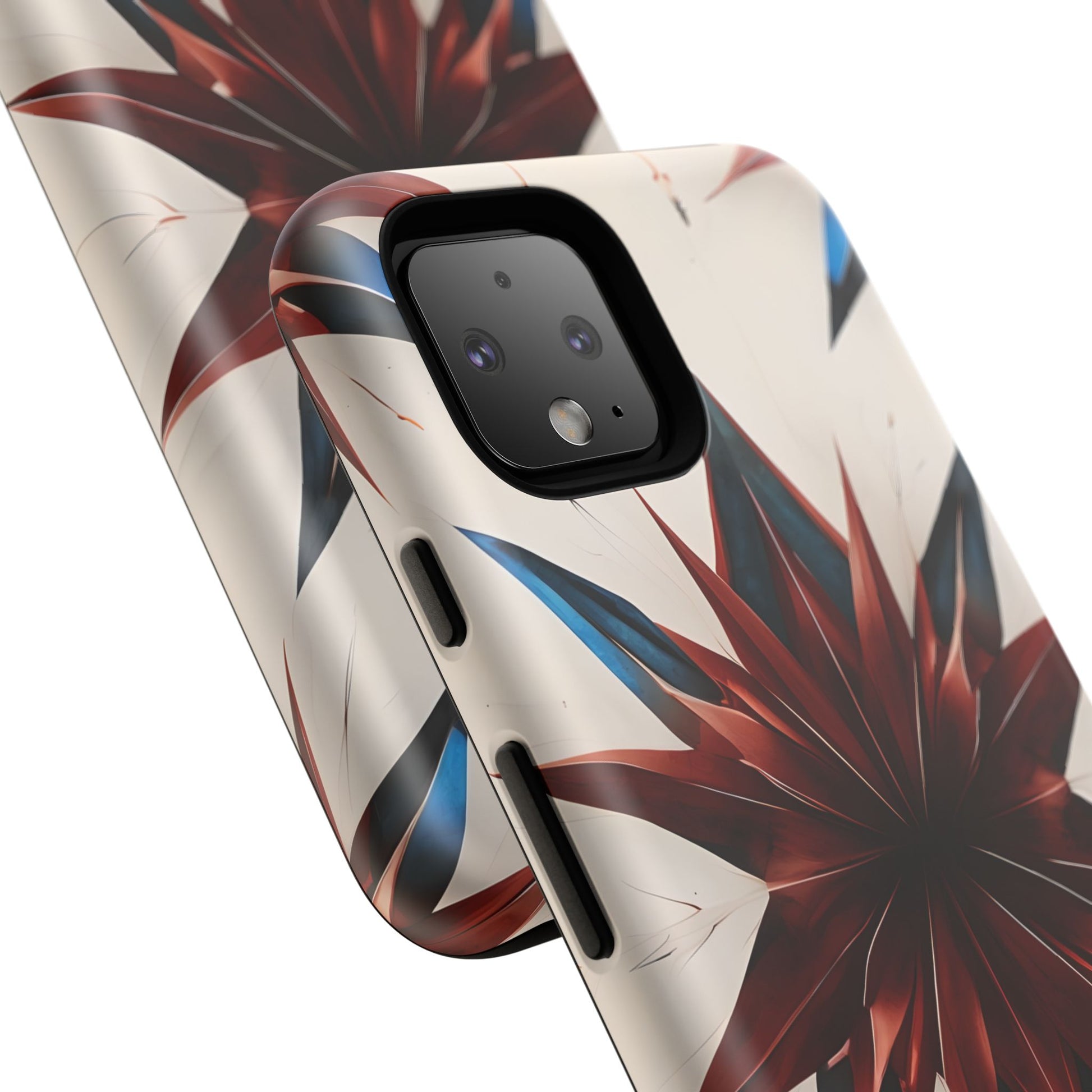Garnet Starburst - Kaleidoscope Collection Gemstone Floral - Google Pixel 4 Tough Phone Case - Floral Burst Design