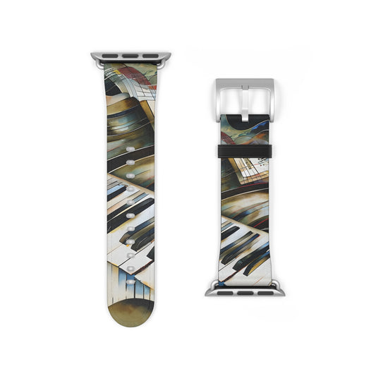 Ivory Cascade Apple Watch Band Strap - Artistic Piano Key Print Strap
