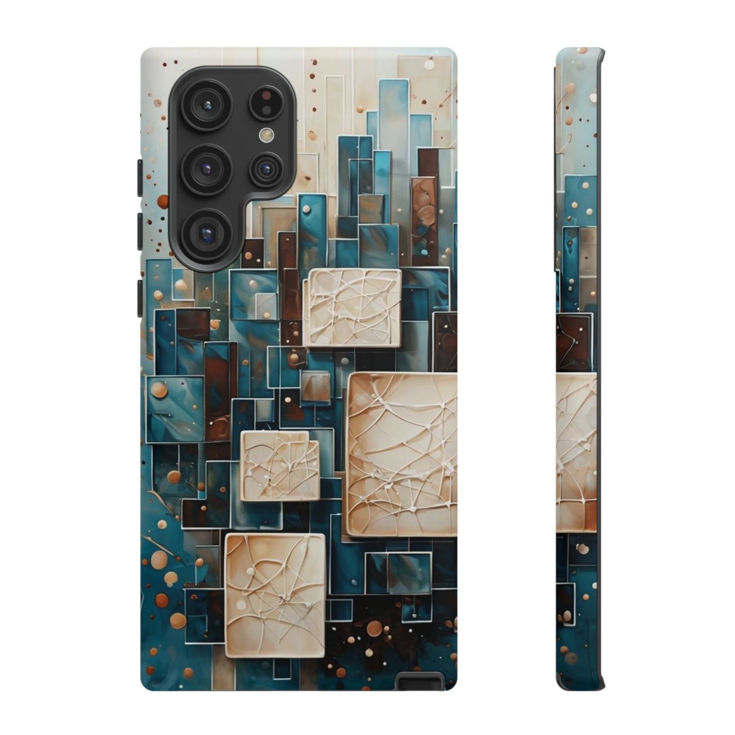 Architectural Drift Samsung Galaxy Case - Modern Geometric Teal & Parchment Design