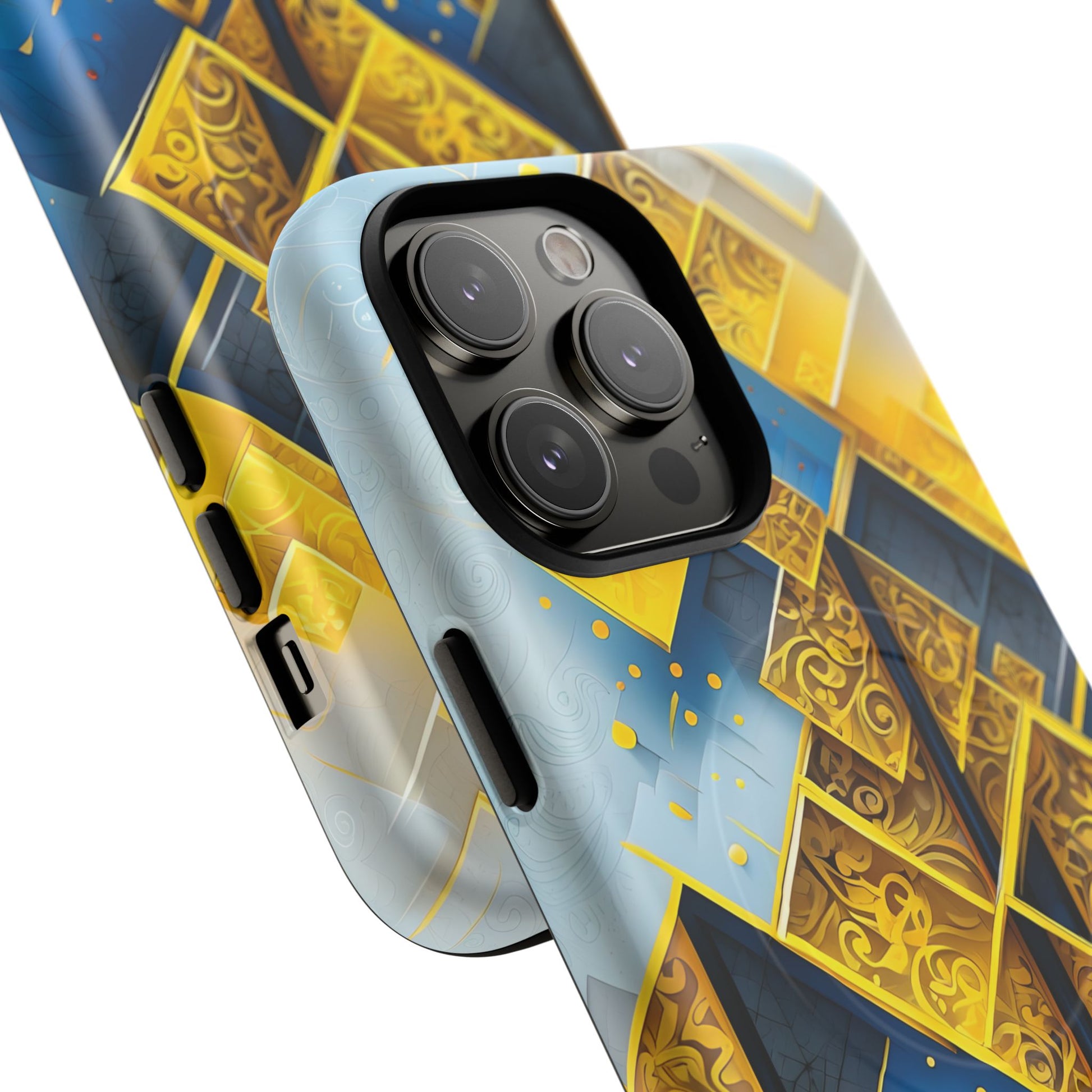 Golden Ascent Luxe Geometric iPhone 14 Pro Max - MagSafe Compatible - Elegant Abstract Gold Design