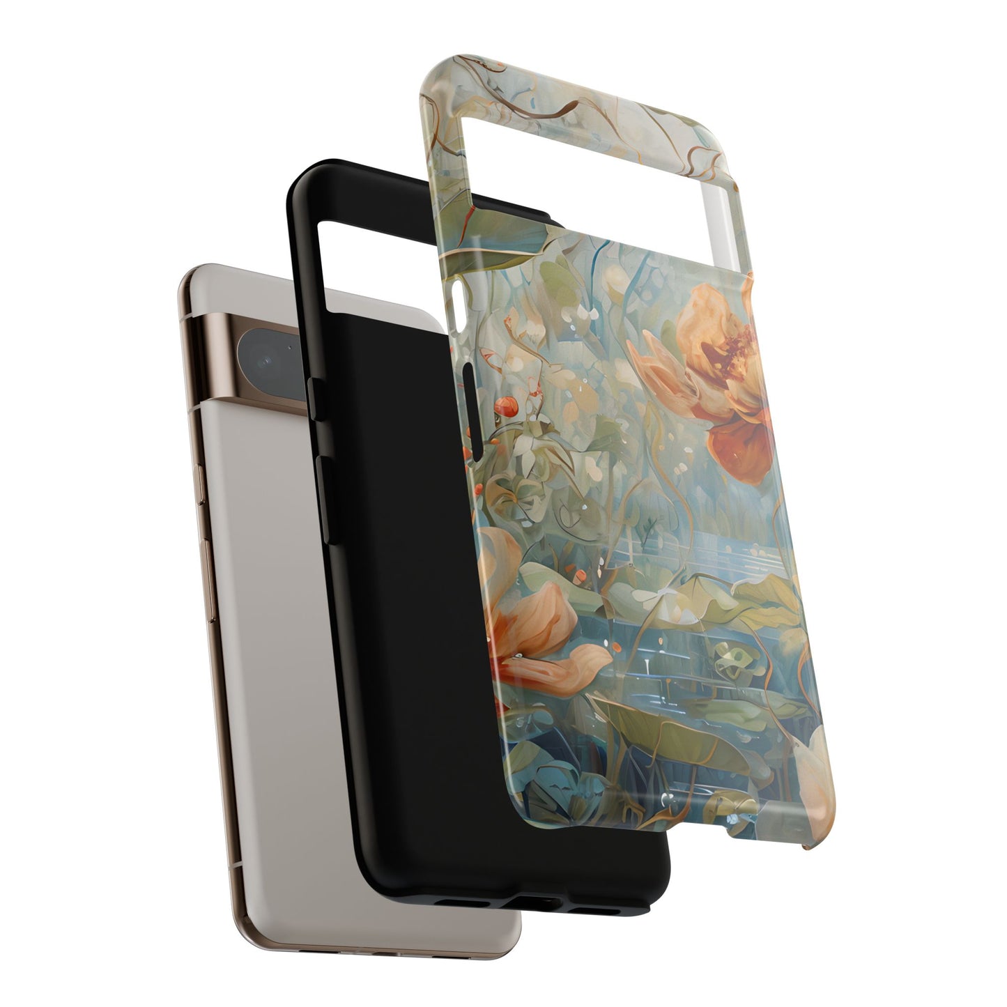 Waterlily Dreamscape shockproof dual layer Google Pixel phone case with water lily pond painting