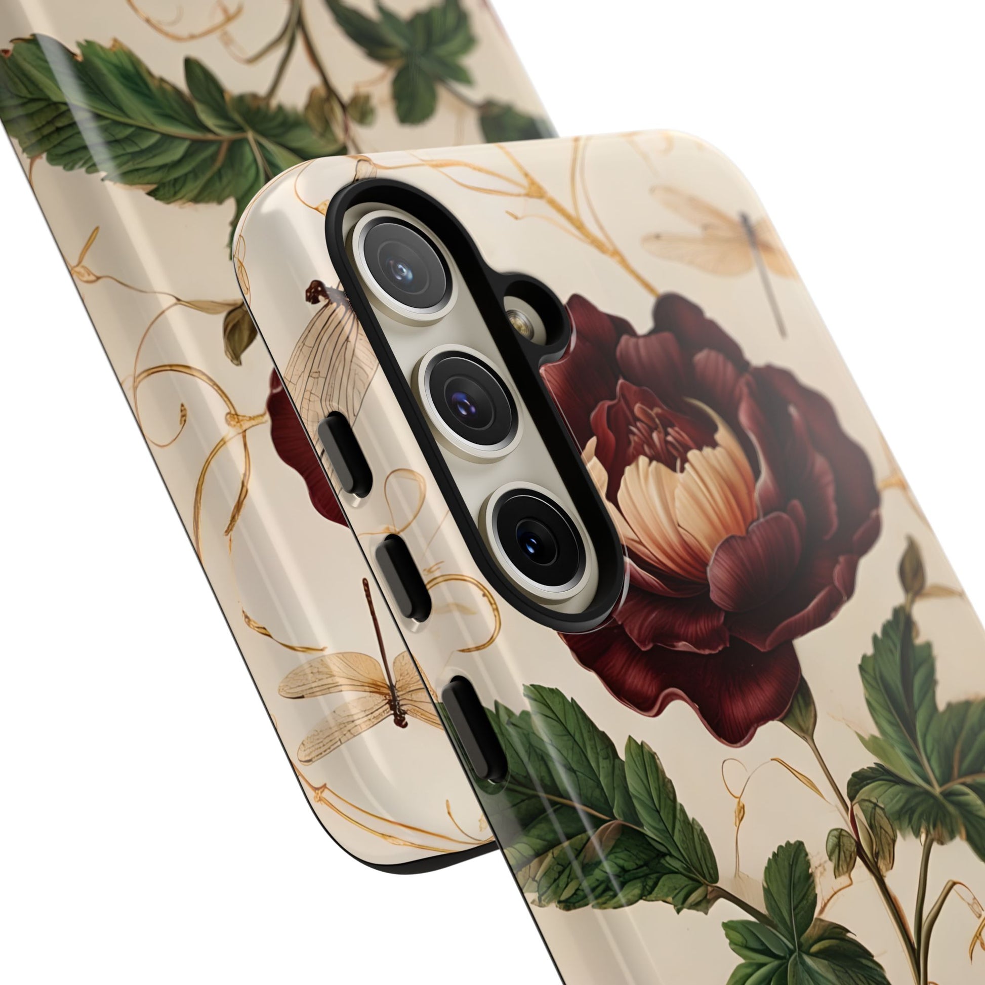 Vintage Burgundy Rose - Elegant Floral Samsung Galaxy S24 Plus Phone Case - Classic Painterly Rose Design