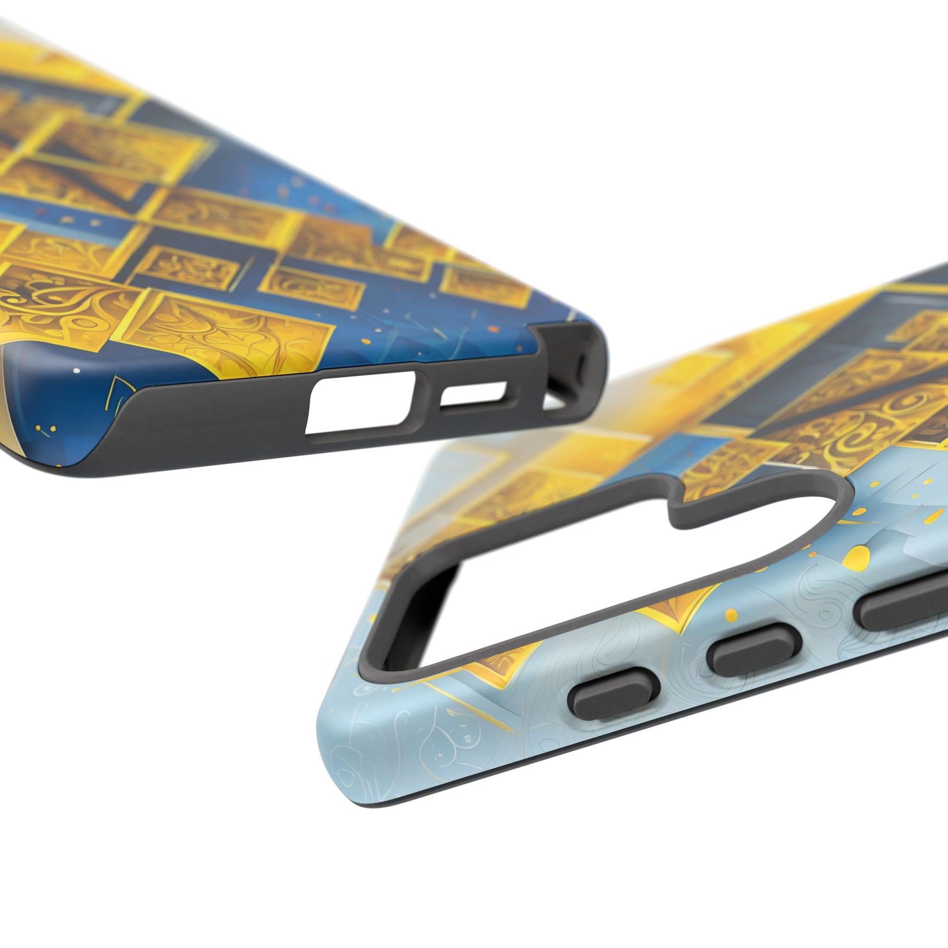 Golden Ascent Luxe Geometric Samsung Galaxy S25 Ultra Tough Case - Elegant Abstract Gold Design
