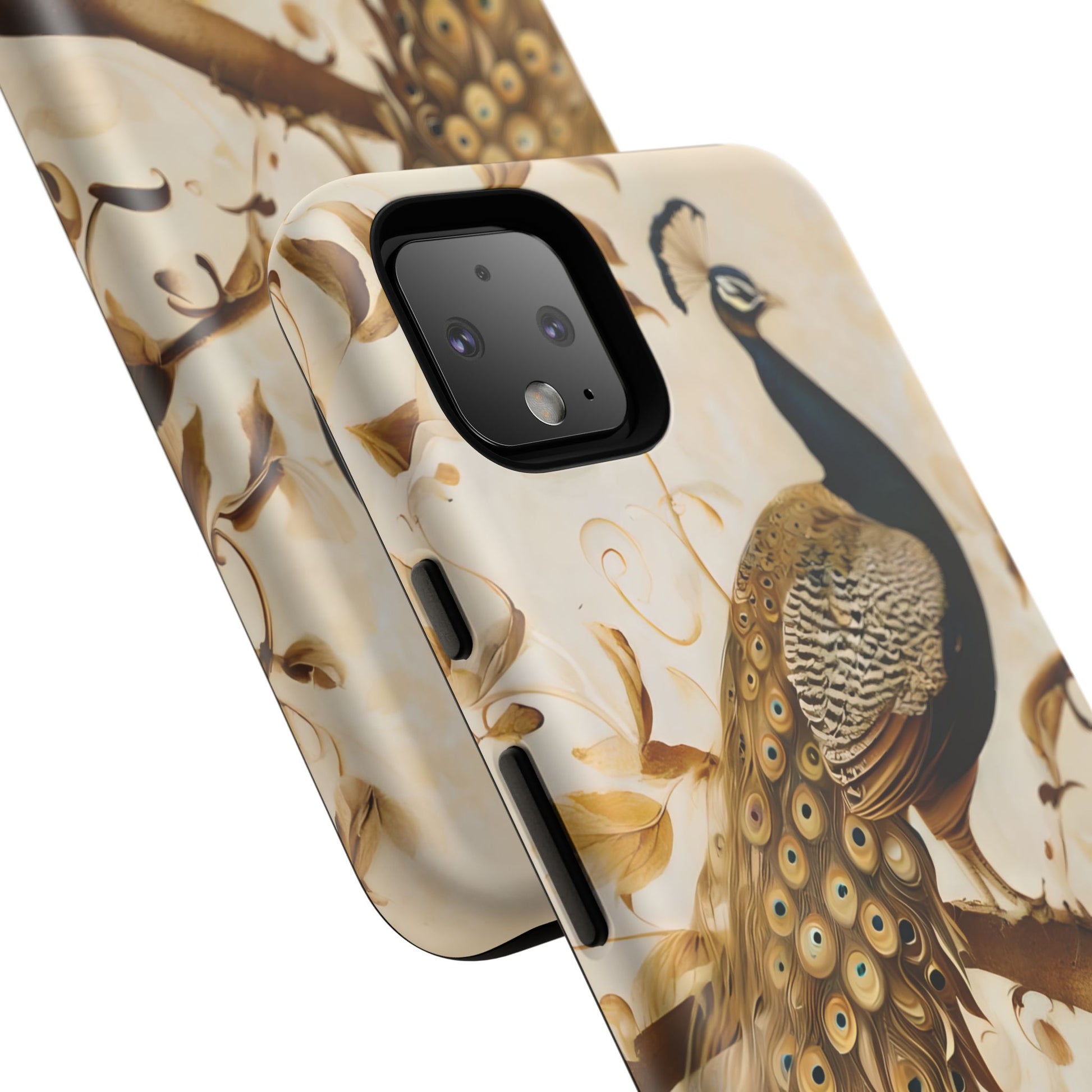 Golden Plumage - Luxe Peacock Art Google Pixel 4XL Phone Case - Elegant Gold & Cream Design