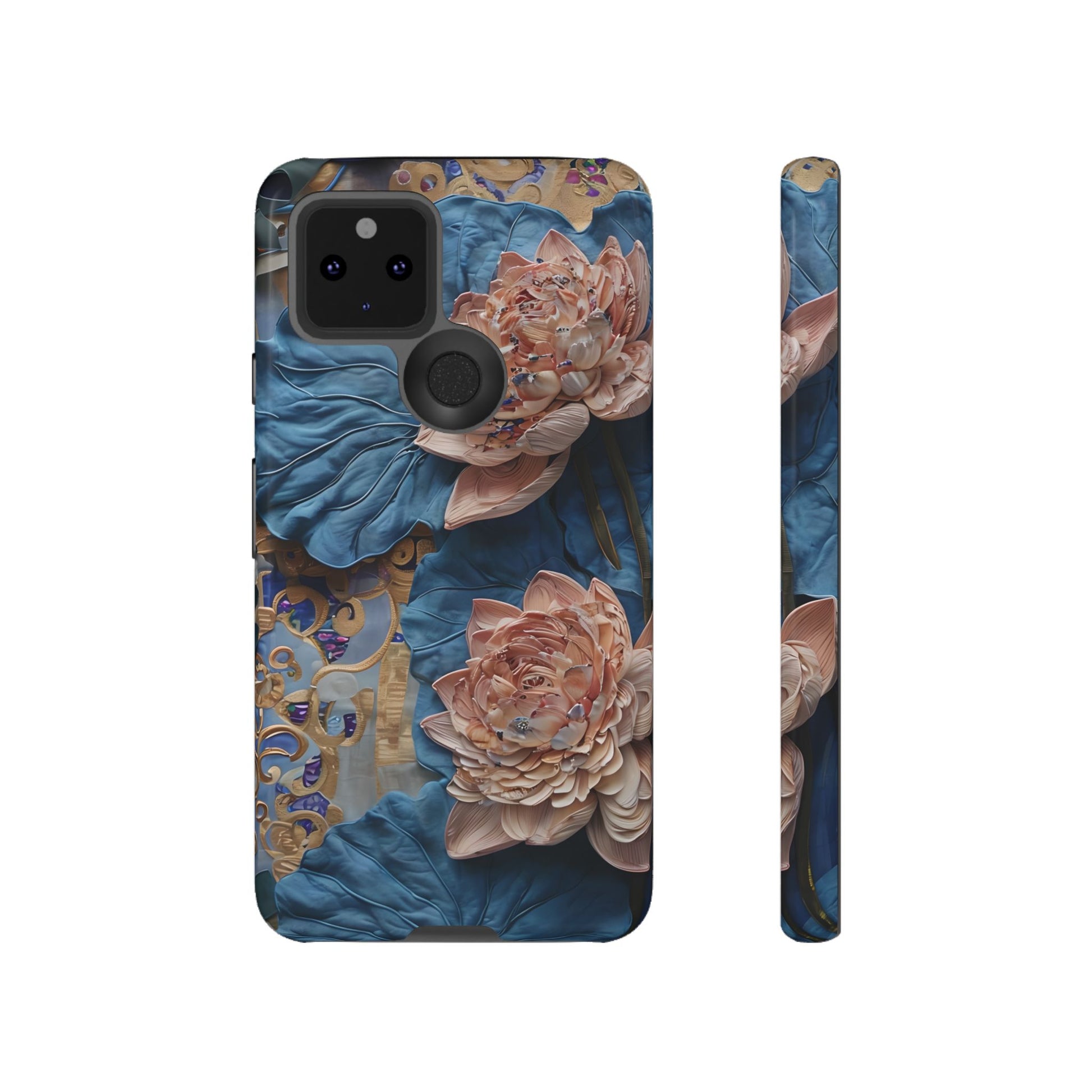 Peony Midnight Tapestry - Google Pixel 5 5G - Elegant Blue & Blush Artful Phone Cover