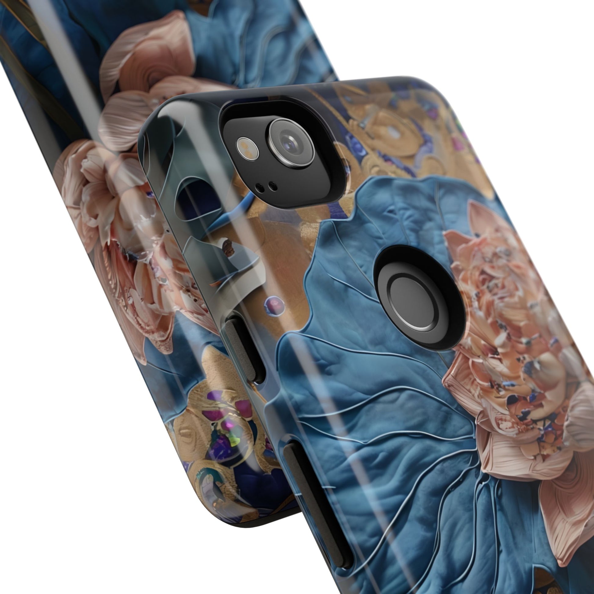 Peony Midnight Tapestry - Google Pixel 2 - Elegant Blue & Blush Artful Phone Cover
