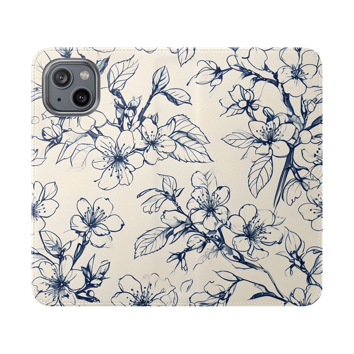 Blossom Sketch - Minimalist Floral Flip Phone Case for iPhone