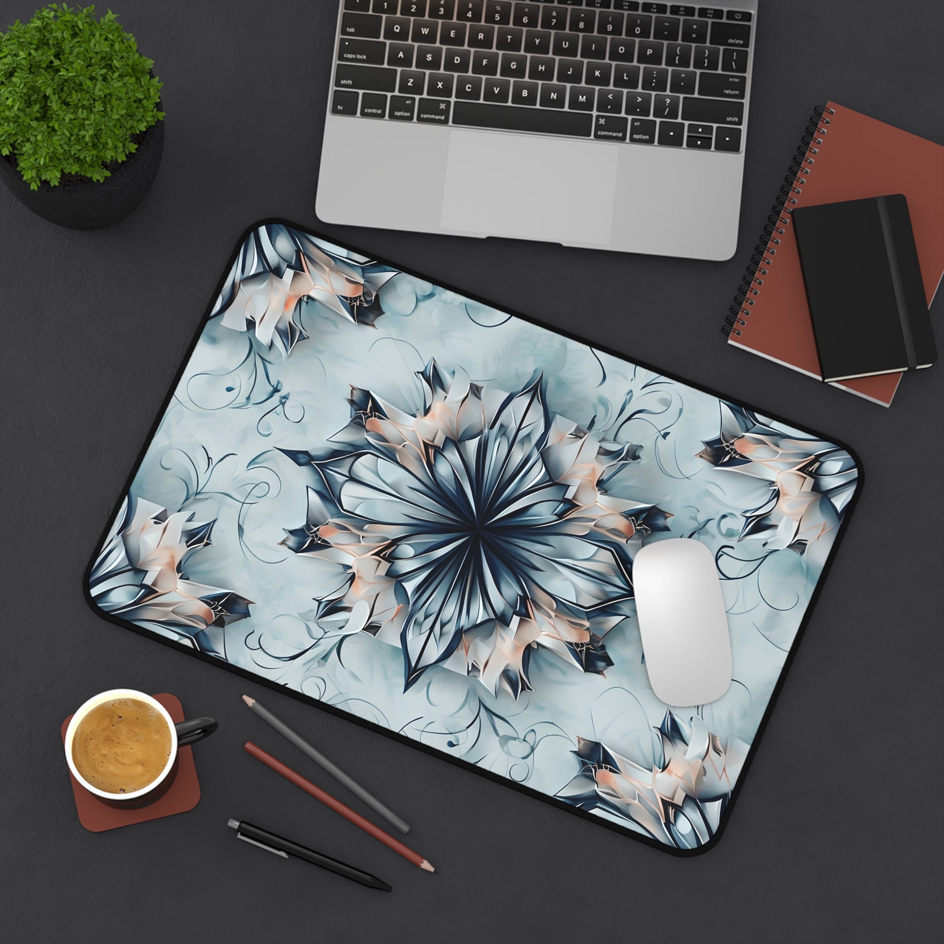 Indigo Mirage Desk Mat - Premium Office Desk Pad, 3 Sizes Available, Artistic Workspace Protection