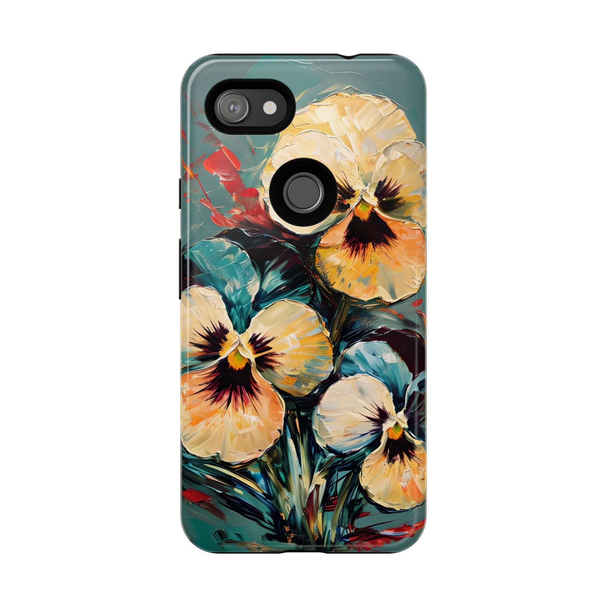 Golden Pansy Cascade Tough Case for Google Pixel 3a XL - Floral Artistic Shockproof Cover, Elegant Protective Phone Case