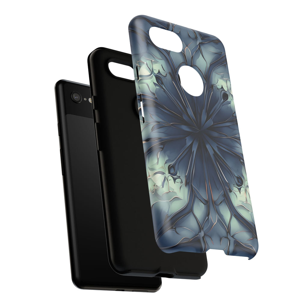 Indigo Mosaic - Artistic Kaleidoscope Collection Artistic Floral - Google Pixel 3XL Tough Phone Case - Bold Blue Symmetrical Design