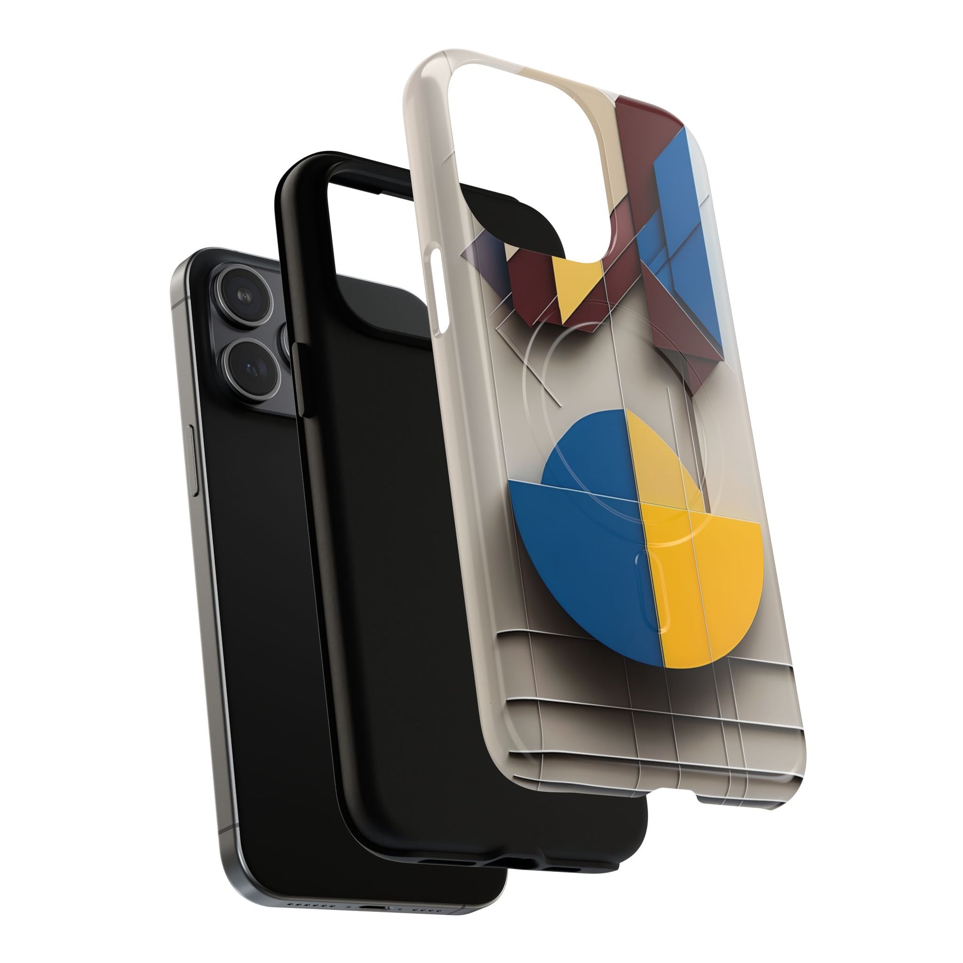 Chromatic Construct iPhone 15 Pro Max MagSafe Phone Case -Modern Geometrical Design, Primary Colors