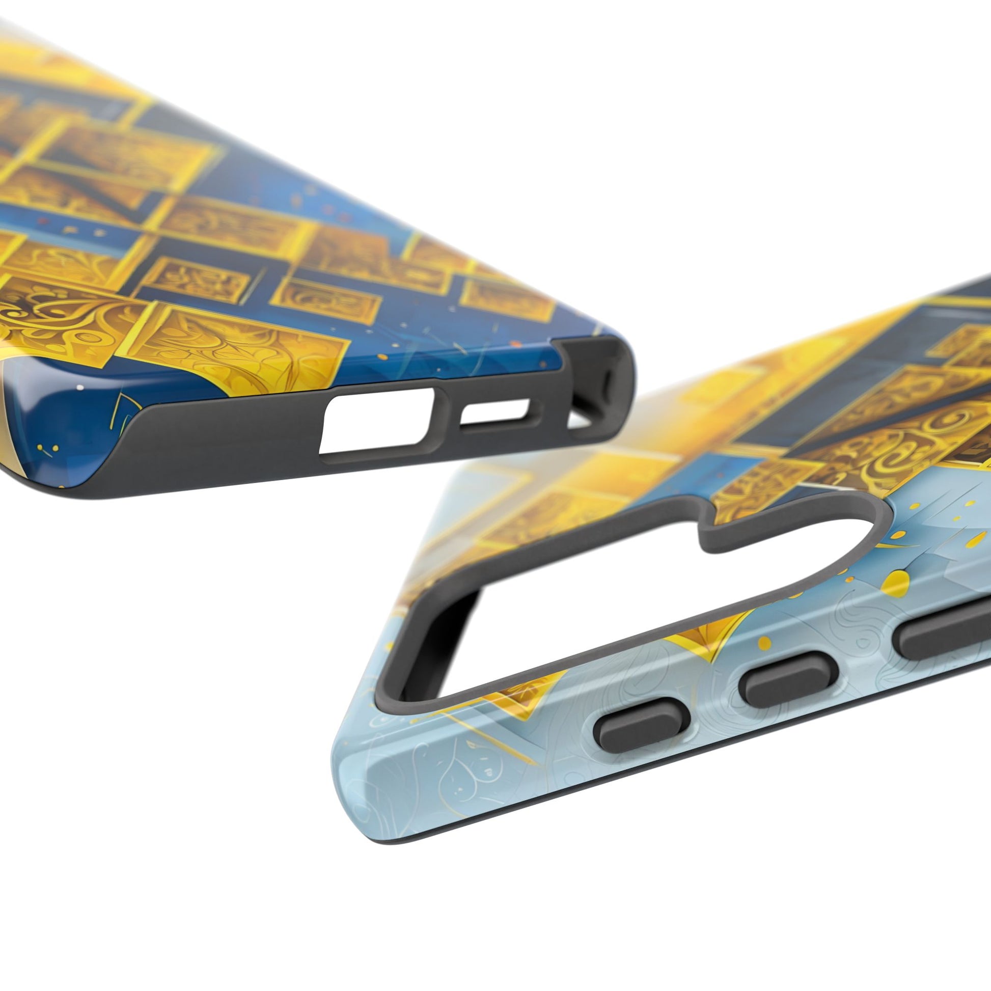 Golden Ascent Luxe Geometric Samsung Galaxy S25 Ultra Tough Case - Elegant Abstract Gold Design