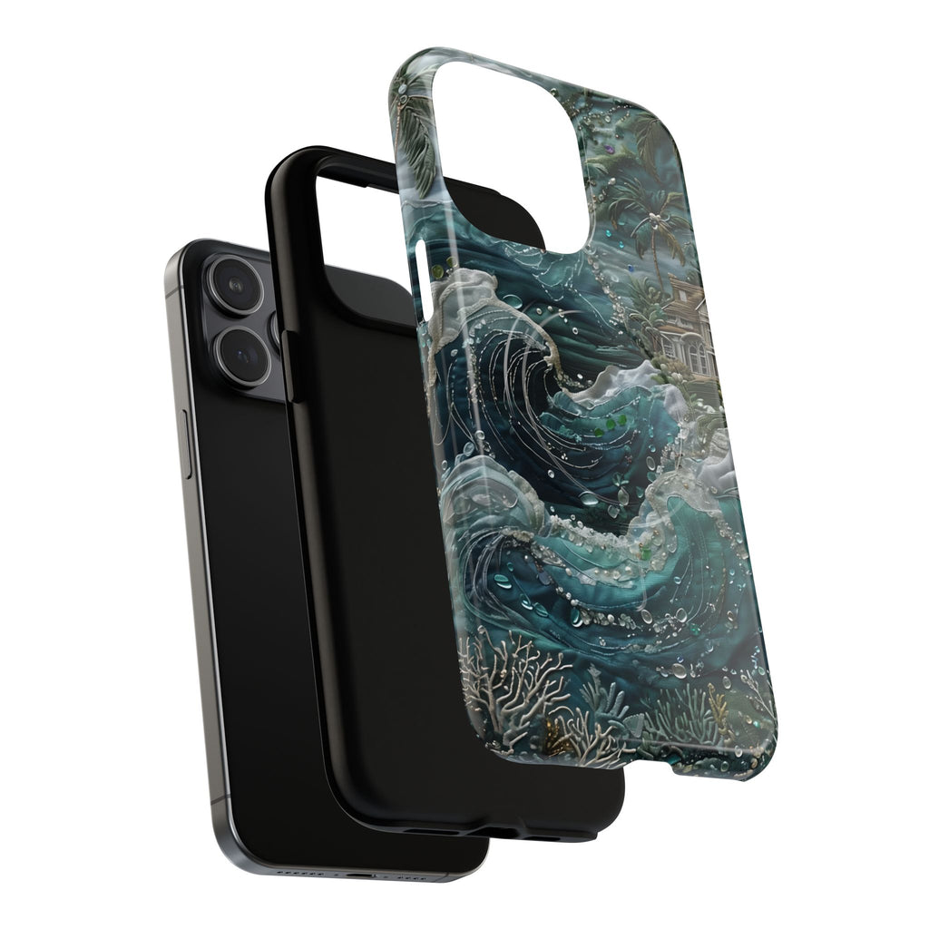 Tropical Midnight Wave - Artistic Ocean iPhone 15 Pro Max MagSafe Phone Case - Dramatic Blue Wave Design