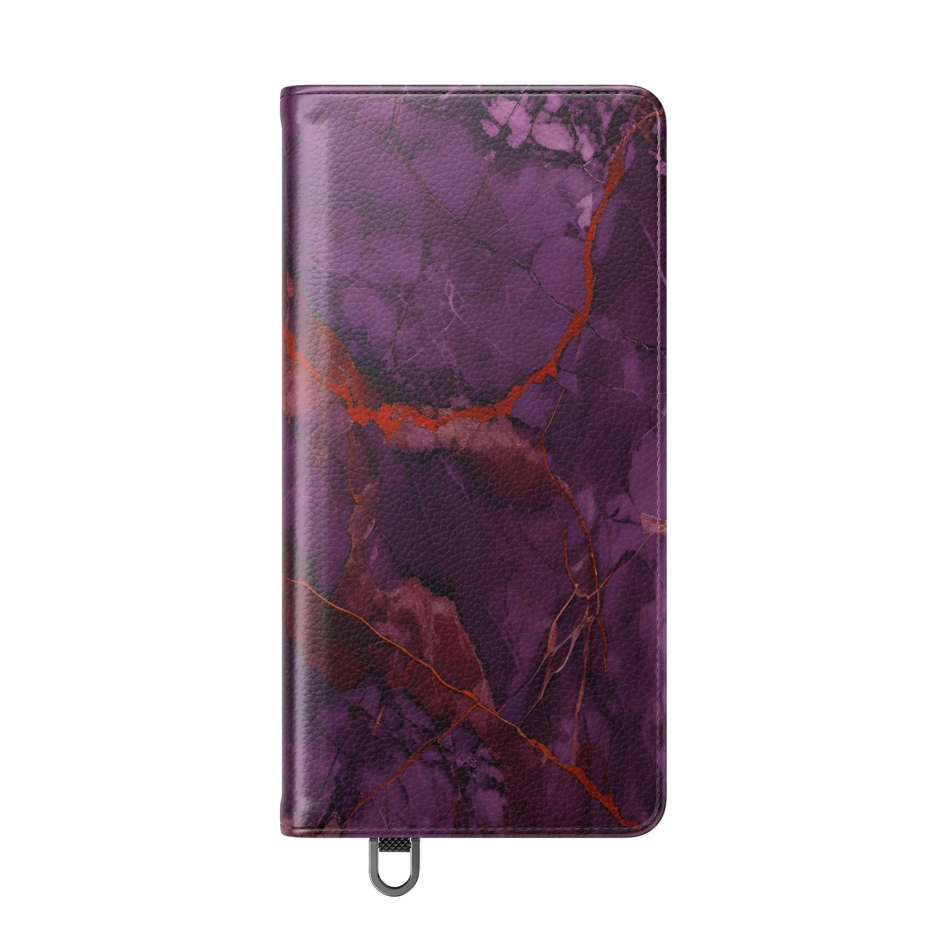 Amethyst Current Wallet Phone Case - Elegant Purple Marble Flip Cover for Samsung Galaxy S25 Ultra