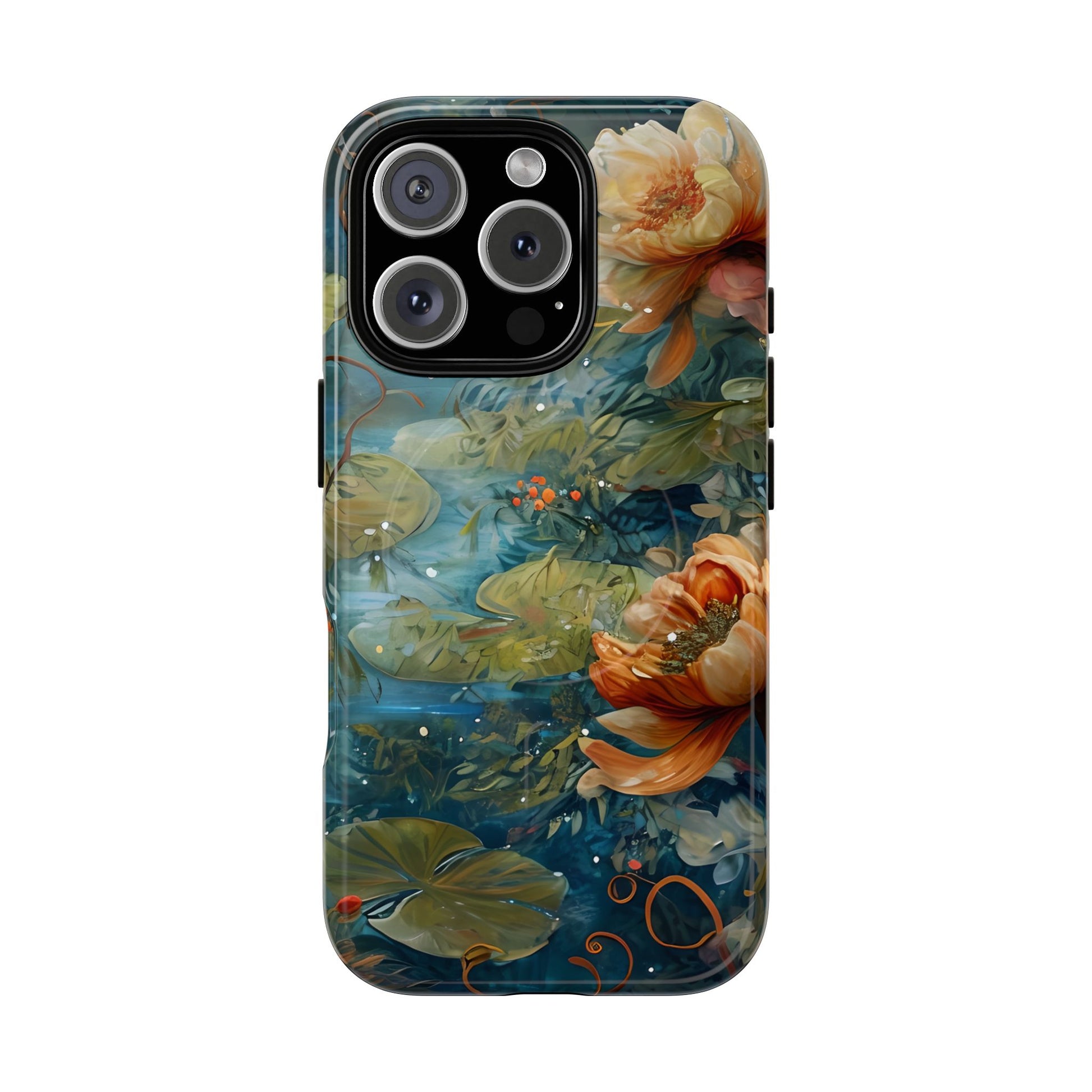 Waterlily Nocturne iPhone 16 Pro Case - Artistic Tough Cover - MagSafe Compatible - Premium Drop Protection