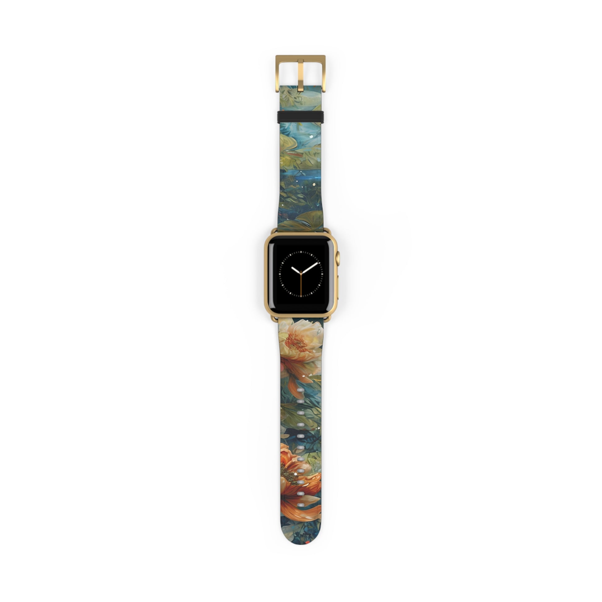 Waterlily Nocturne Apple Watch Band - Nature-Inspired Art Strap, Elegant Mountain Lake Design, Premium Gift for Outdoor Lovers